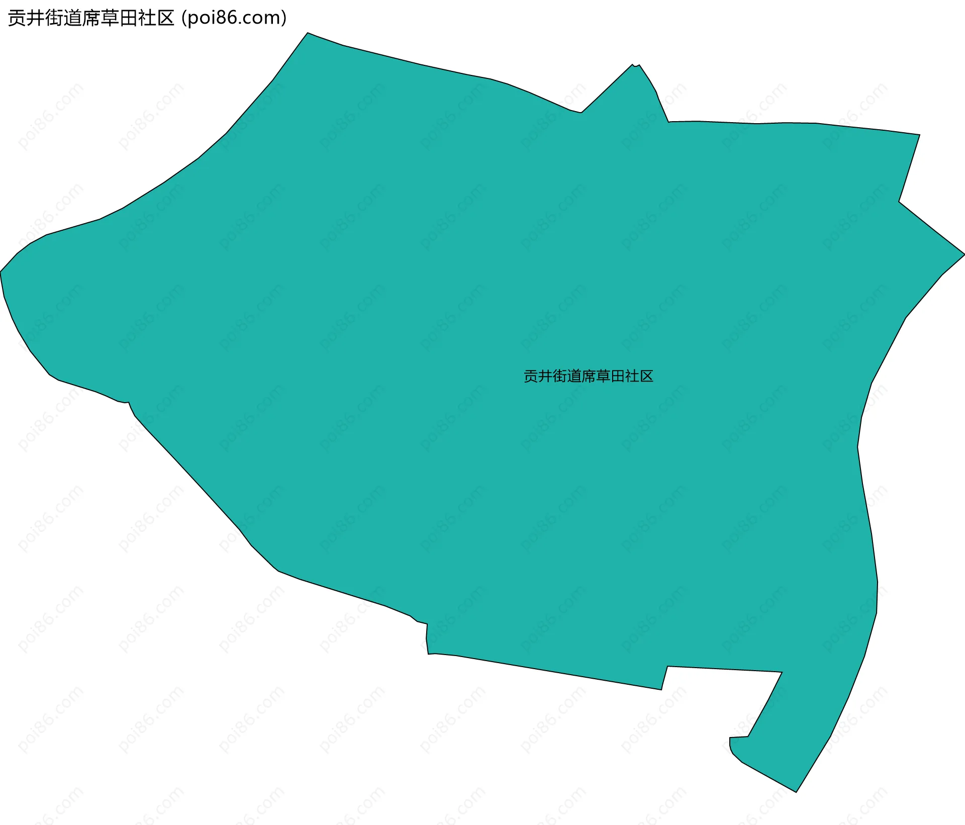 贡井街道席草田社区边界地图