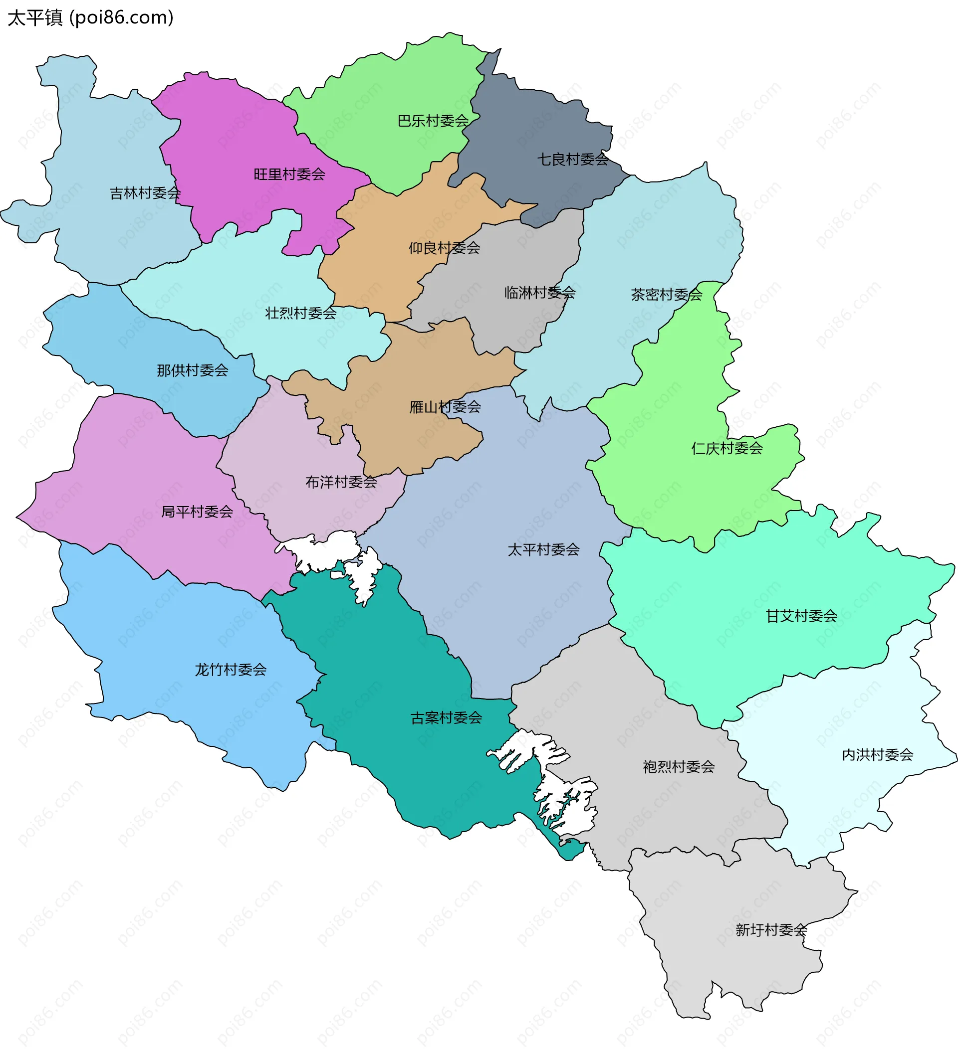 太平镇边界地图(五级行政区划)