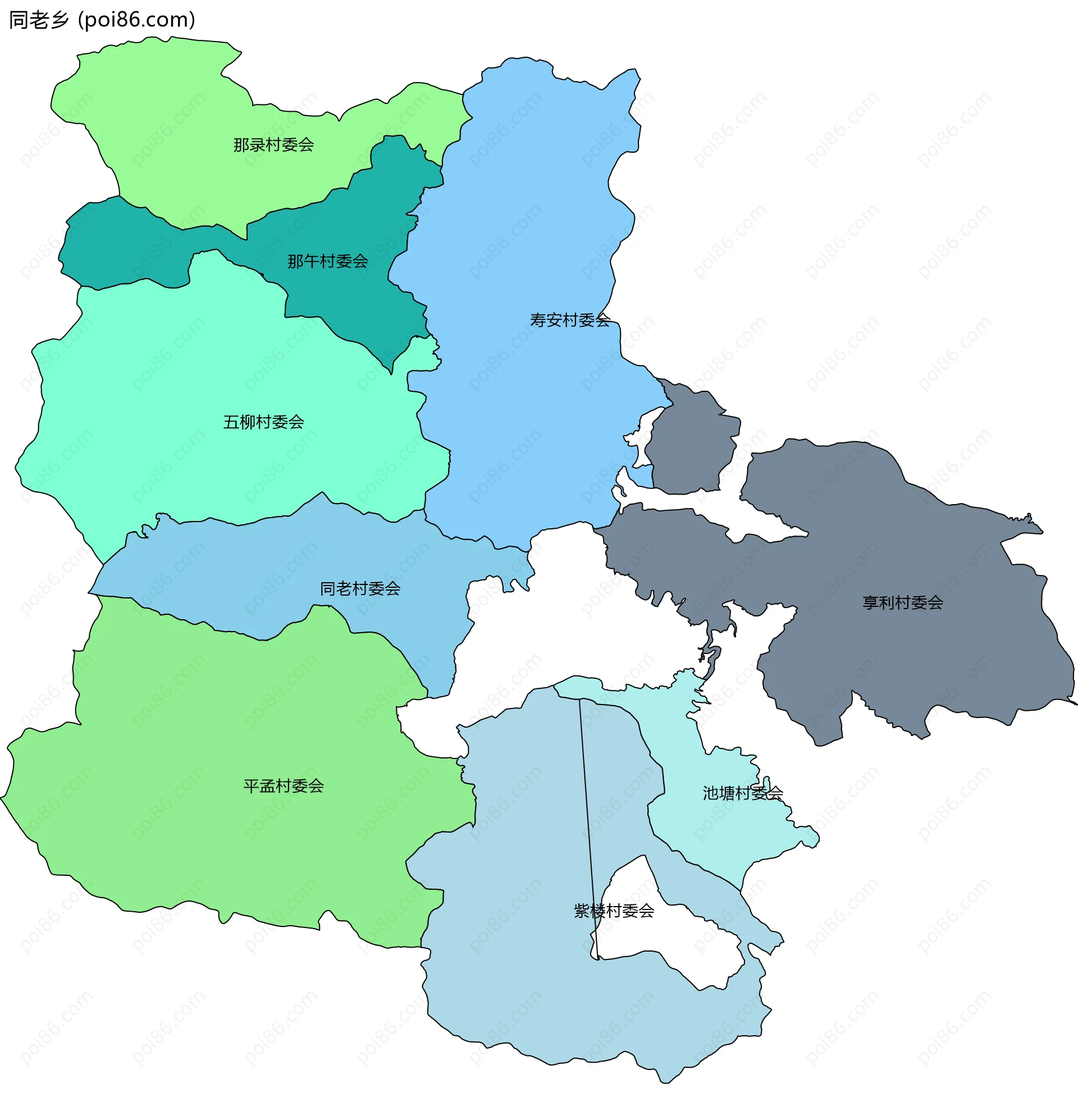 同老乡边界地图(五级行政区划)