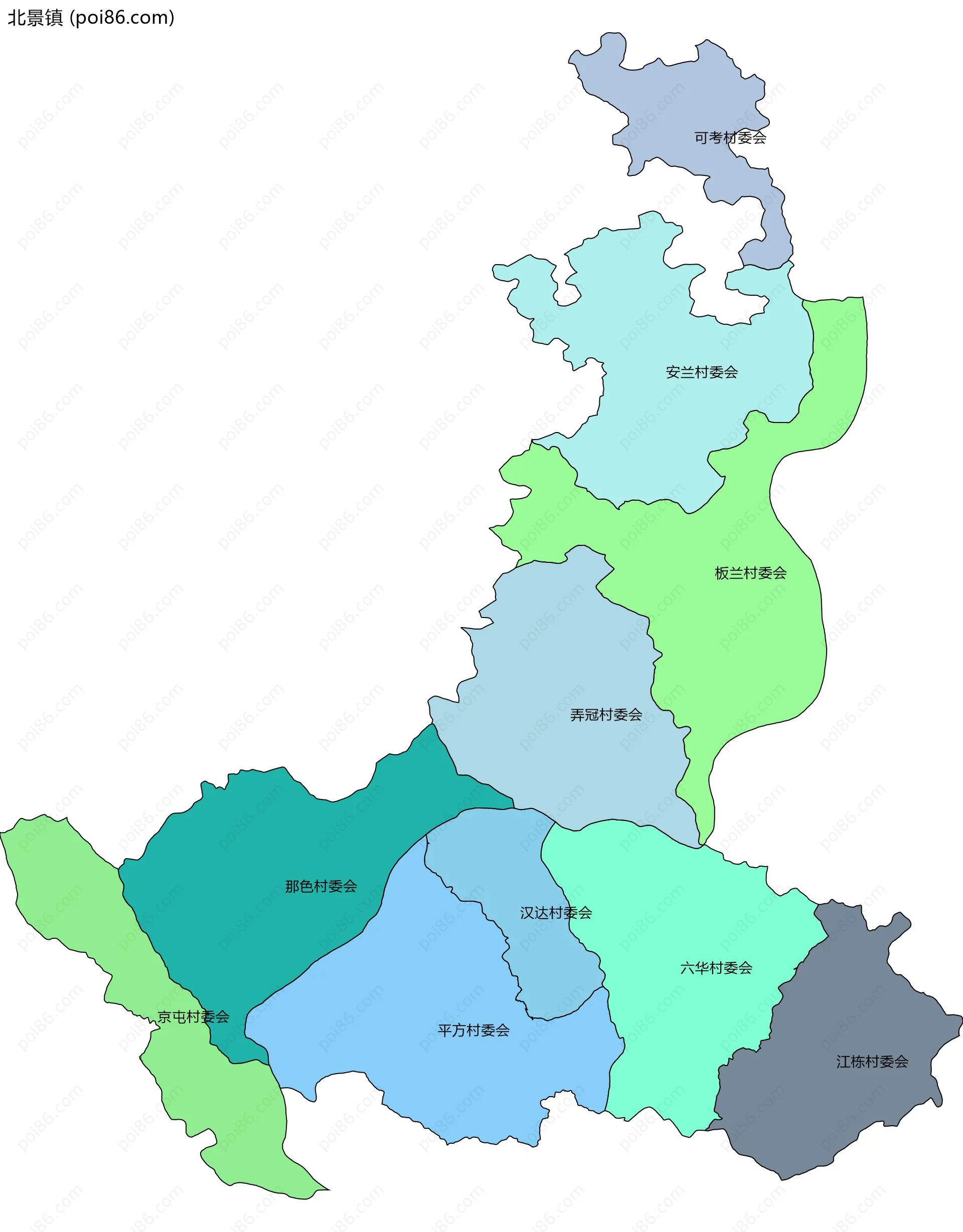 北景镇边界地图(五级行政区划)