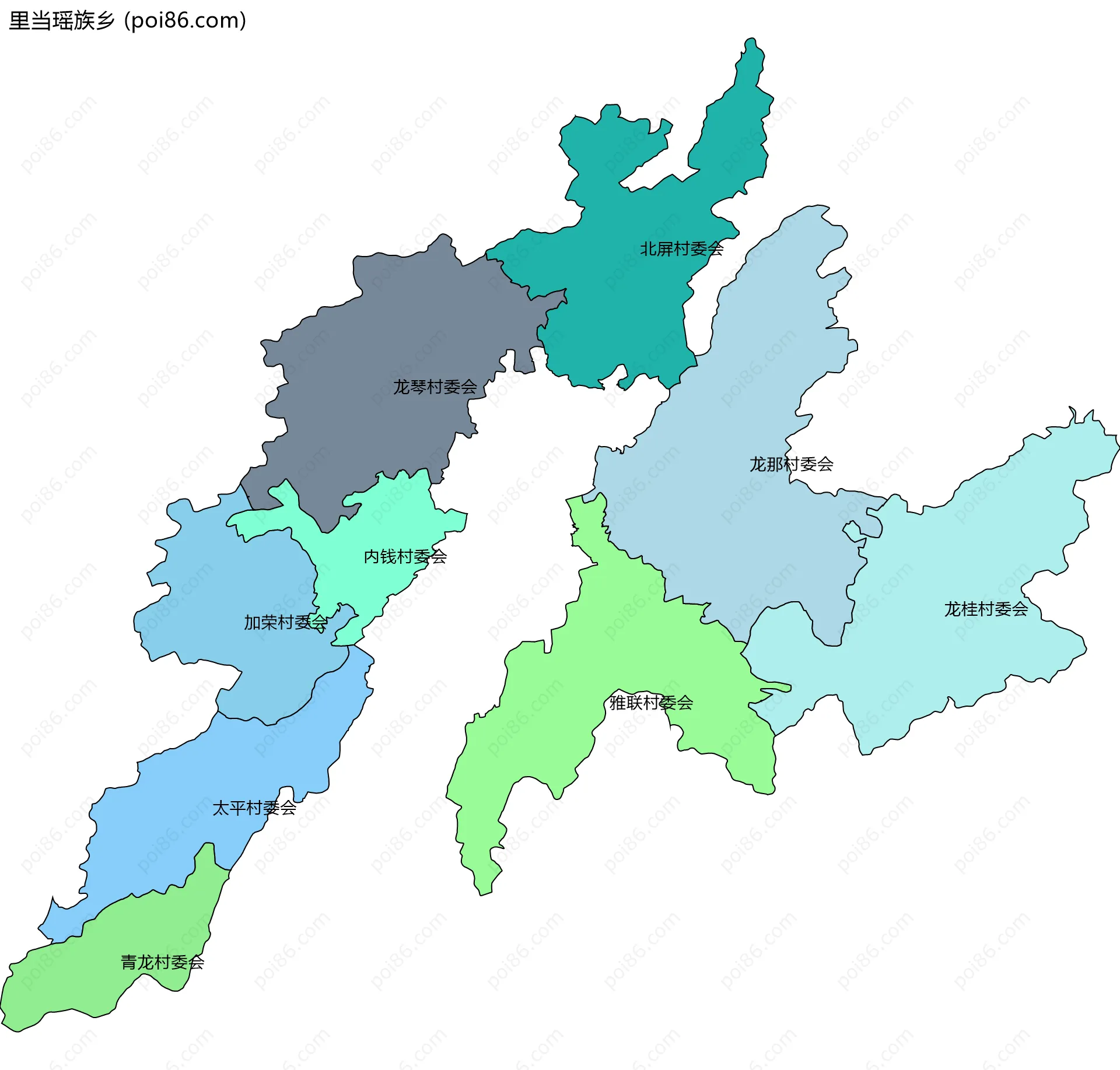 里当瑶族乡边界地图(五级行政区划)