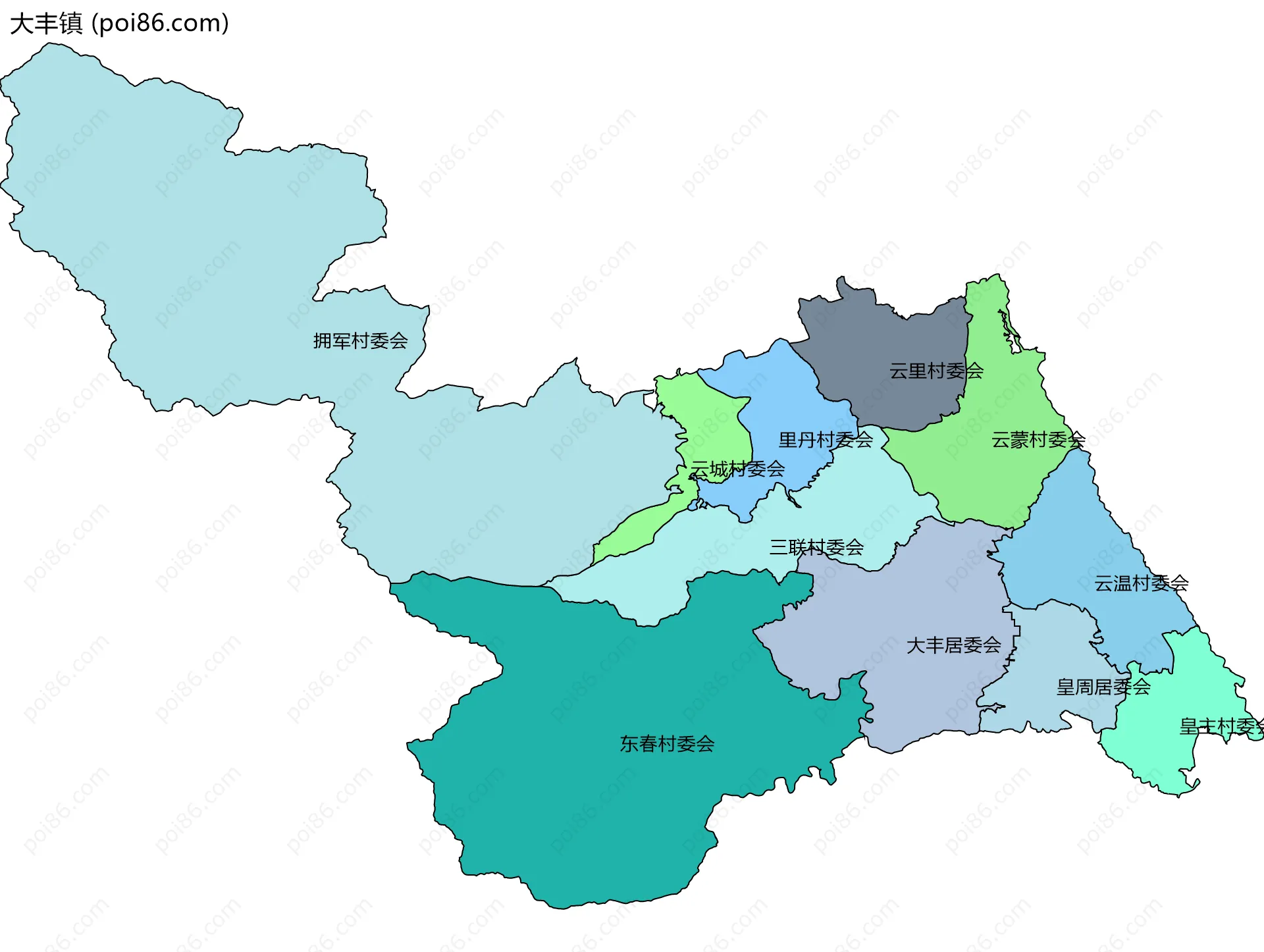 大丰镇边界地图(五级行政区划)