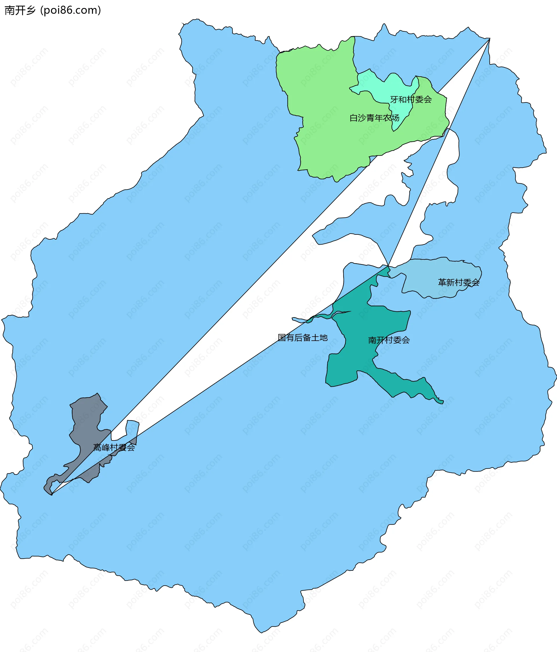 南开乡边界地图(五级行政区划)