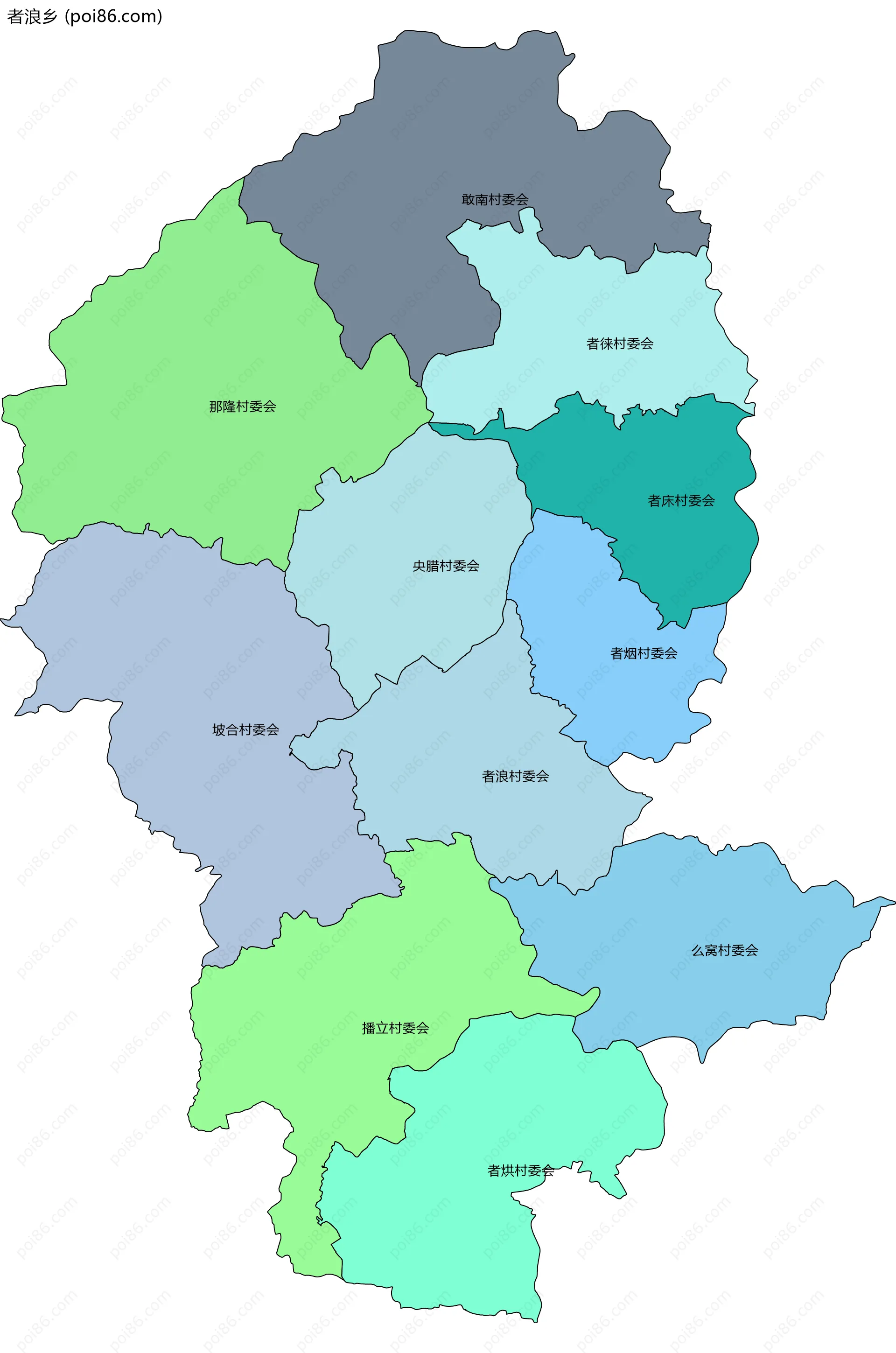 者浪乡边界地图(五级行政区划)