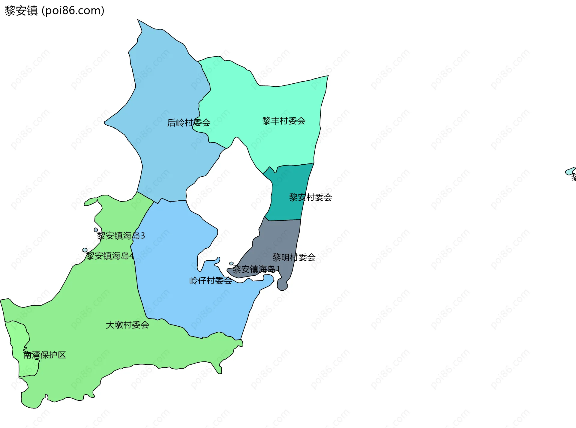 黎安镇边界地图(五级行政区划)