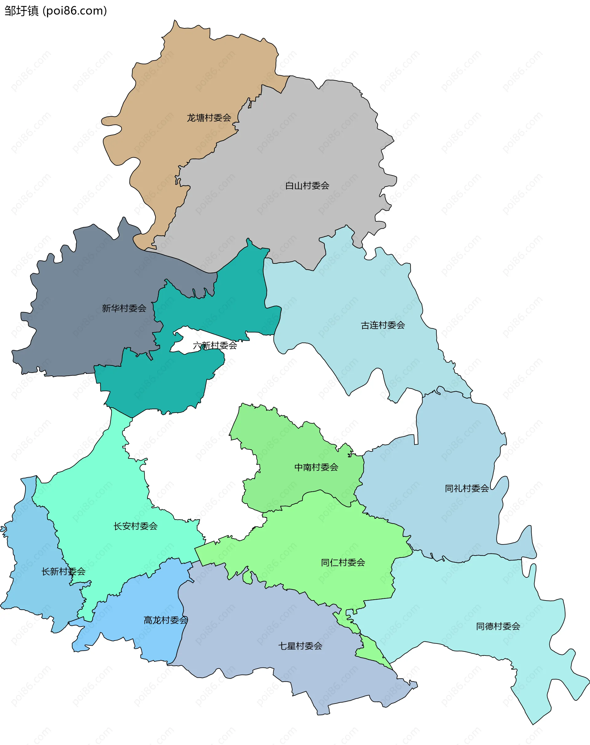 邹圩镇边界地图(五级行政区划)