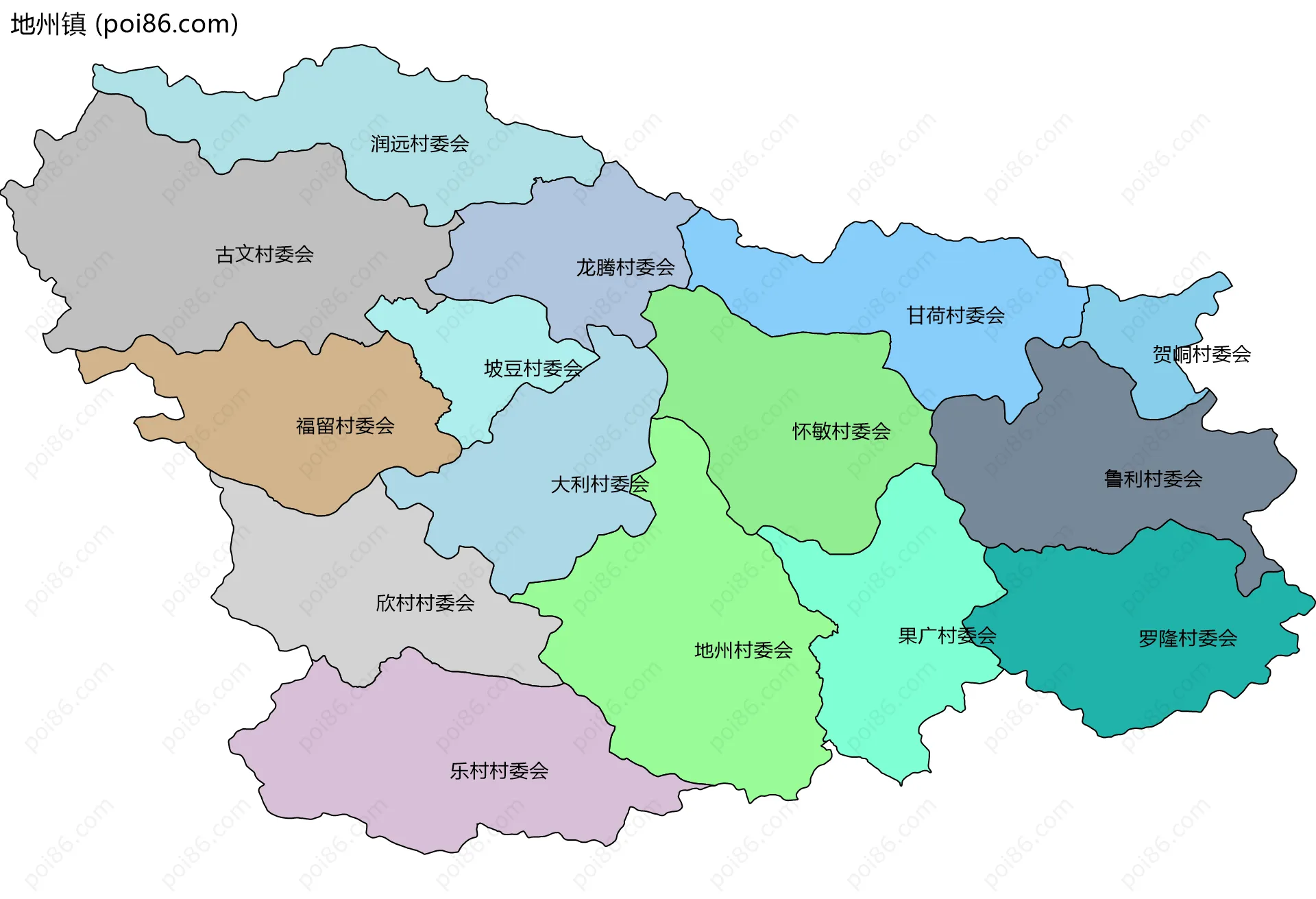 地州镇边界地图(五级行政区划)