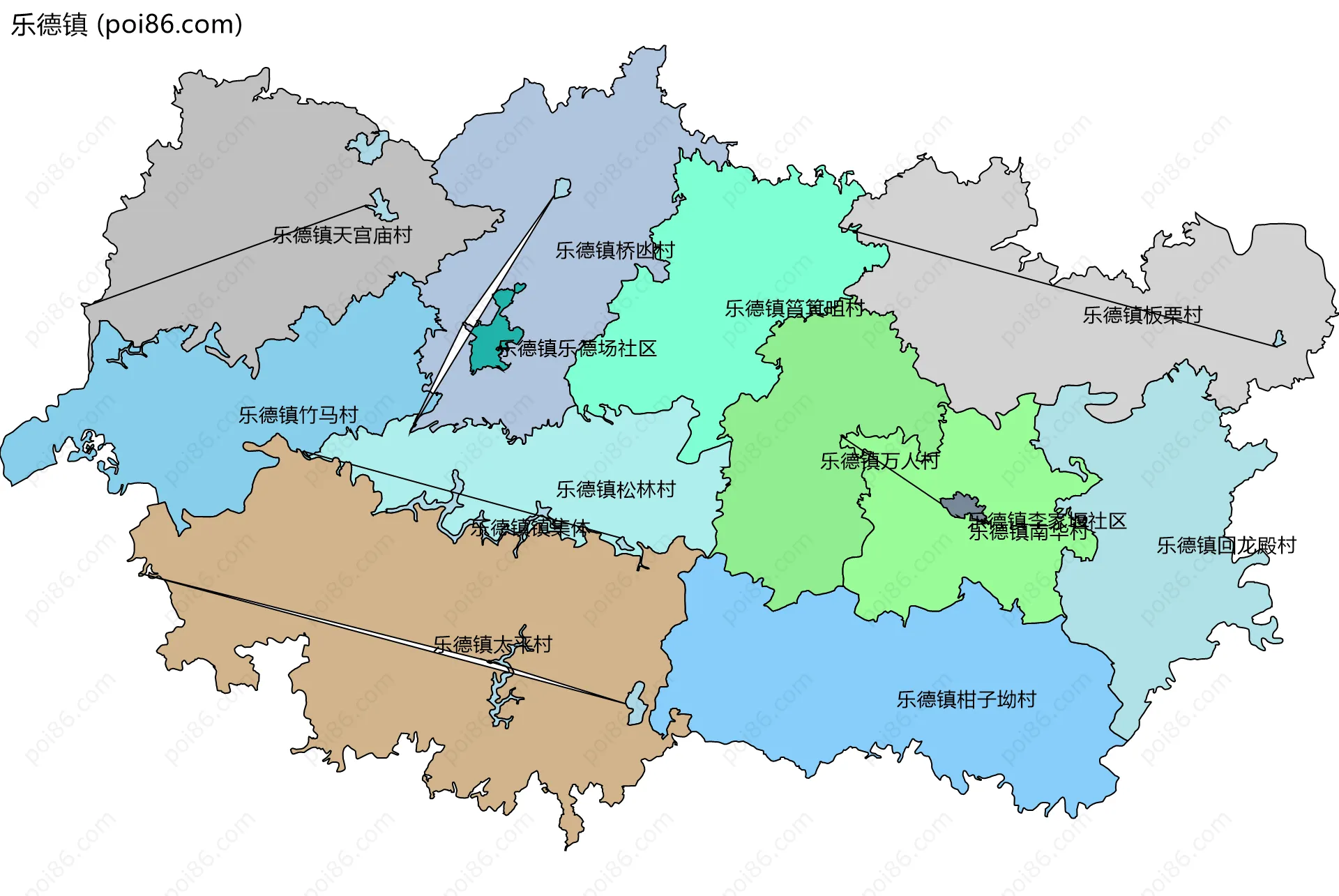 乐德镇边界地图(五级行政区划)