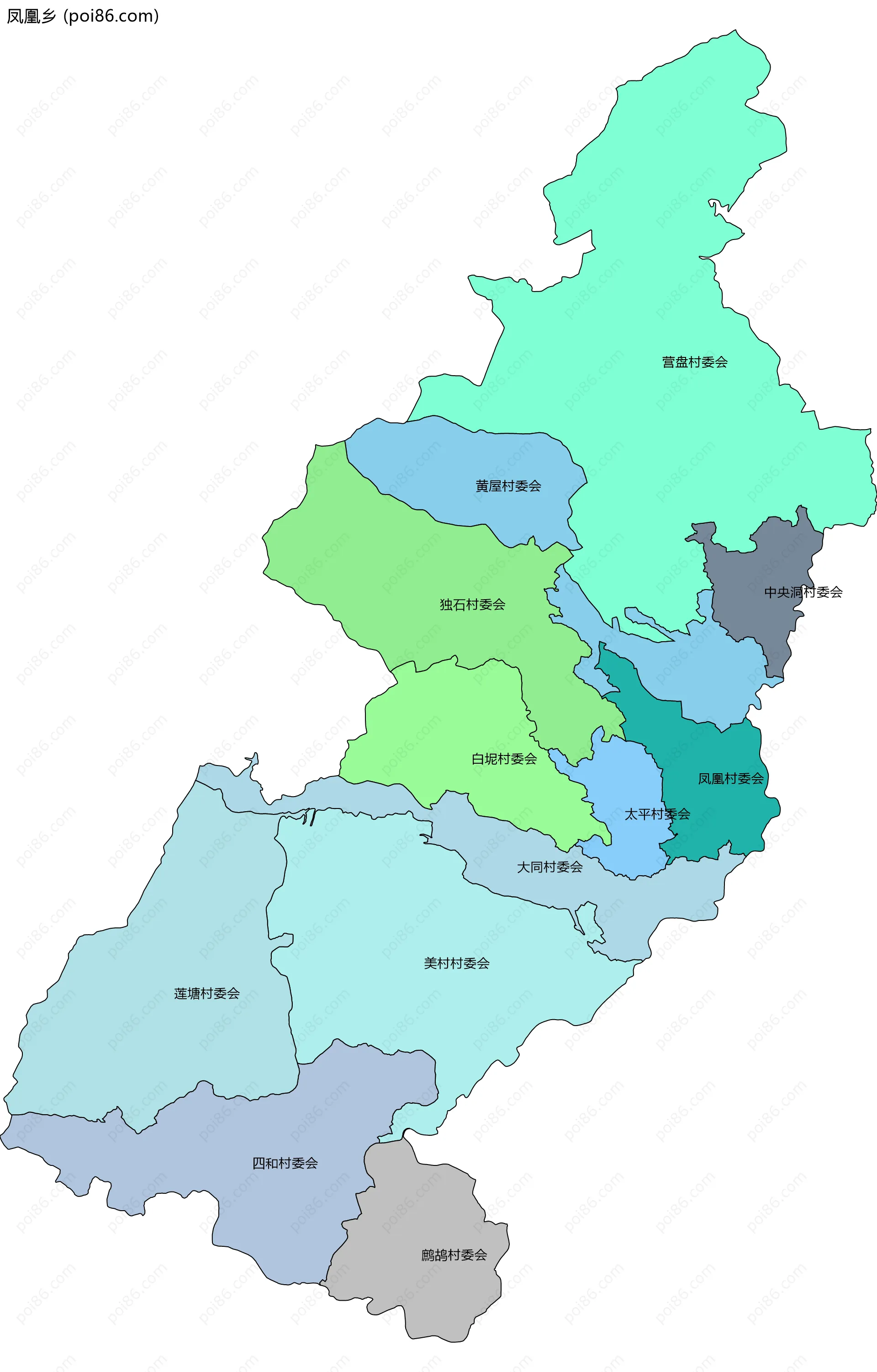 凤凰乡边界地图(五级行政区划)