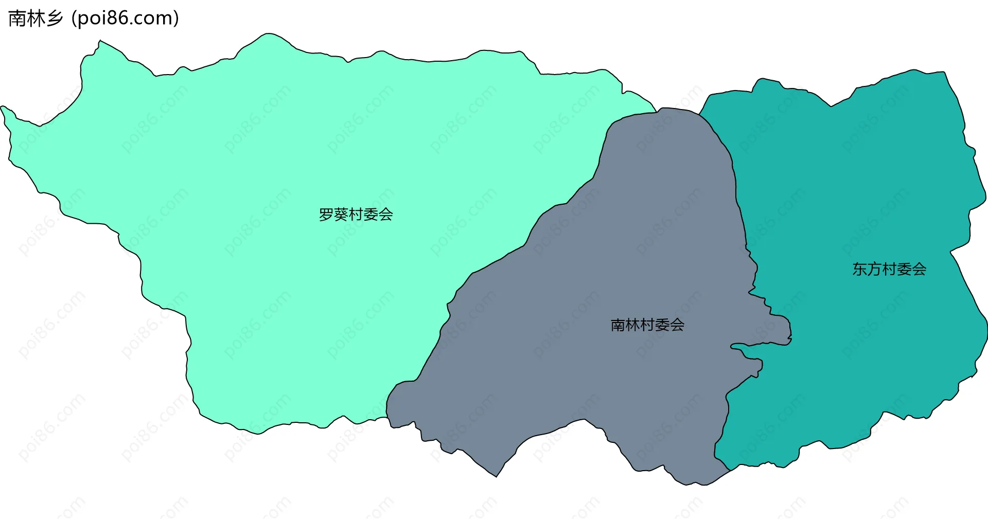 南林乡边界地图(五级行政区划)