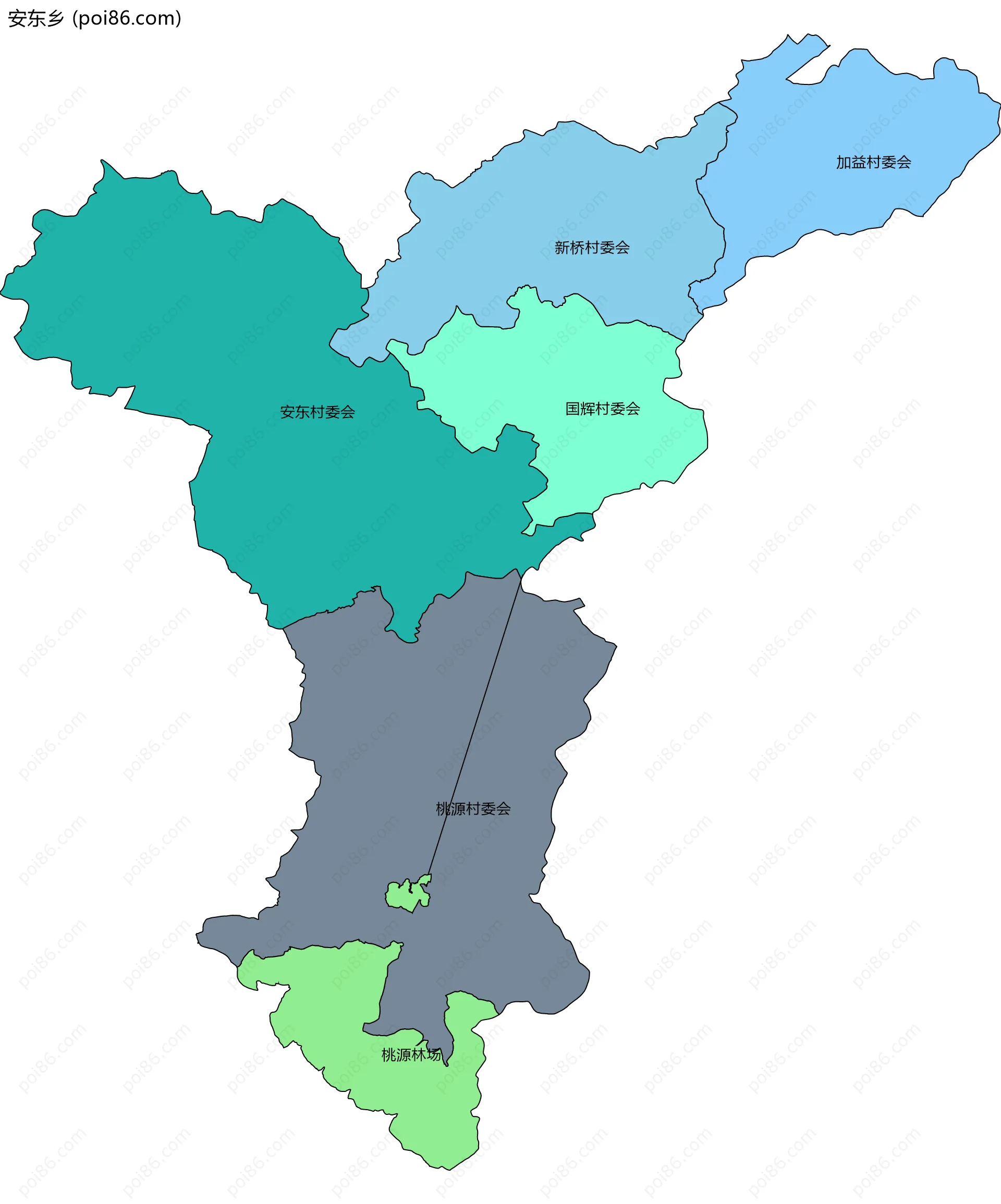 安东乡边界地图(五级行政区划)