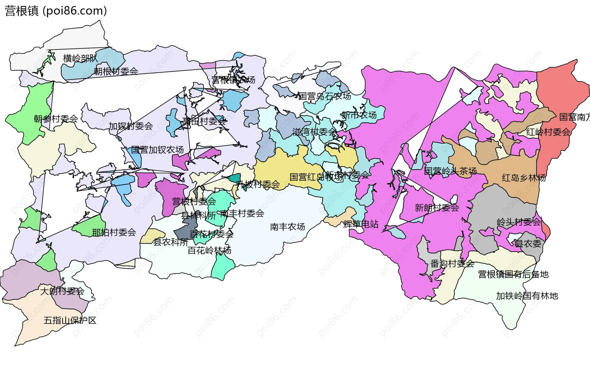 营根镇边界地图(五级行政区划)