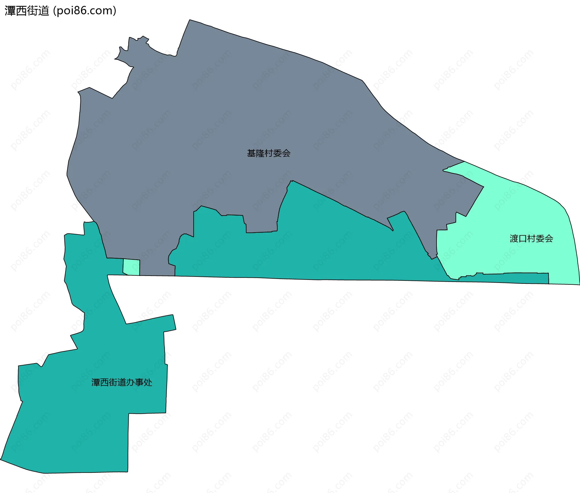 潭西街道边界地图(五级行政区划)