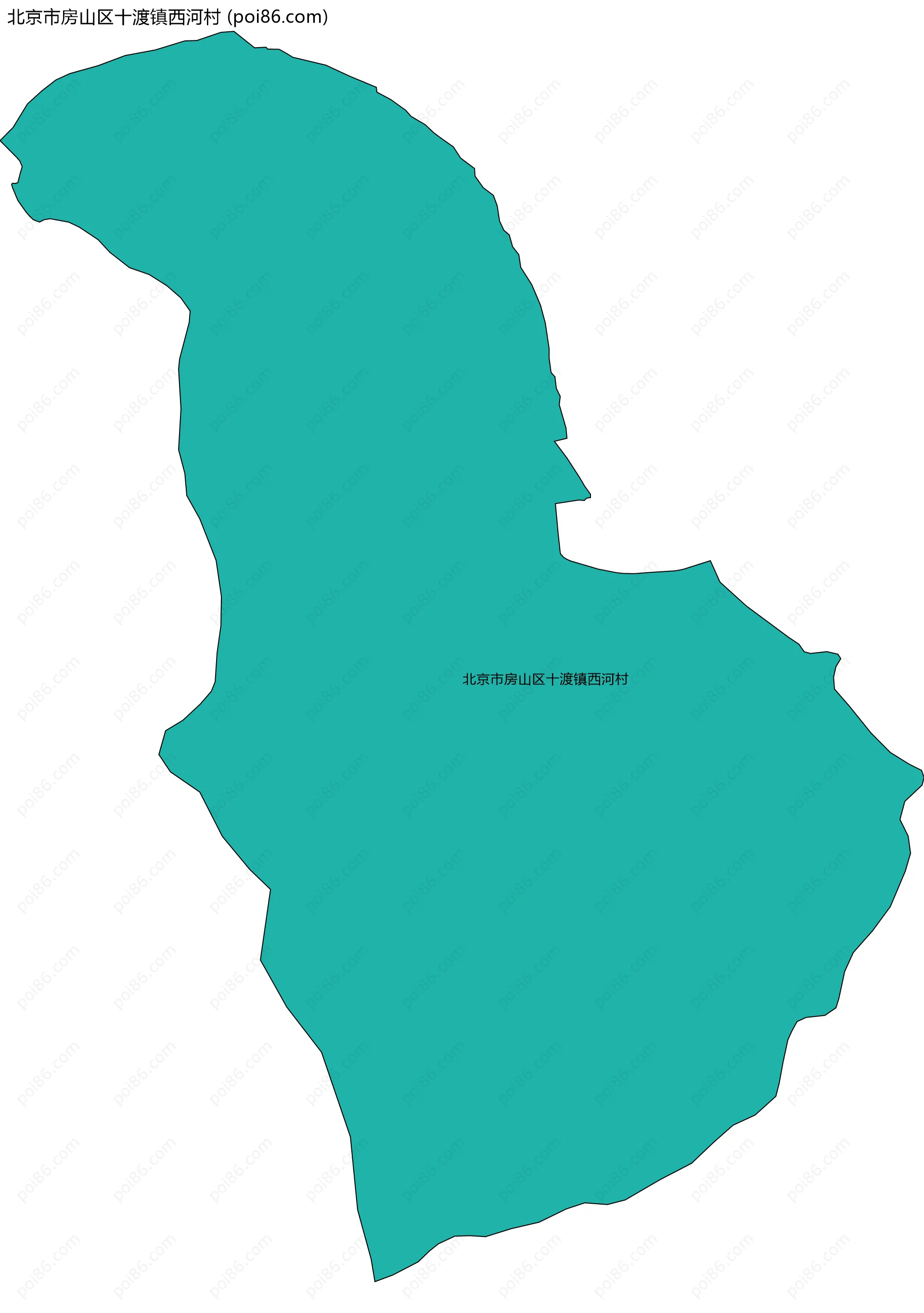 北京市房山区十渡镇西河村边界地图