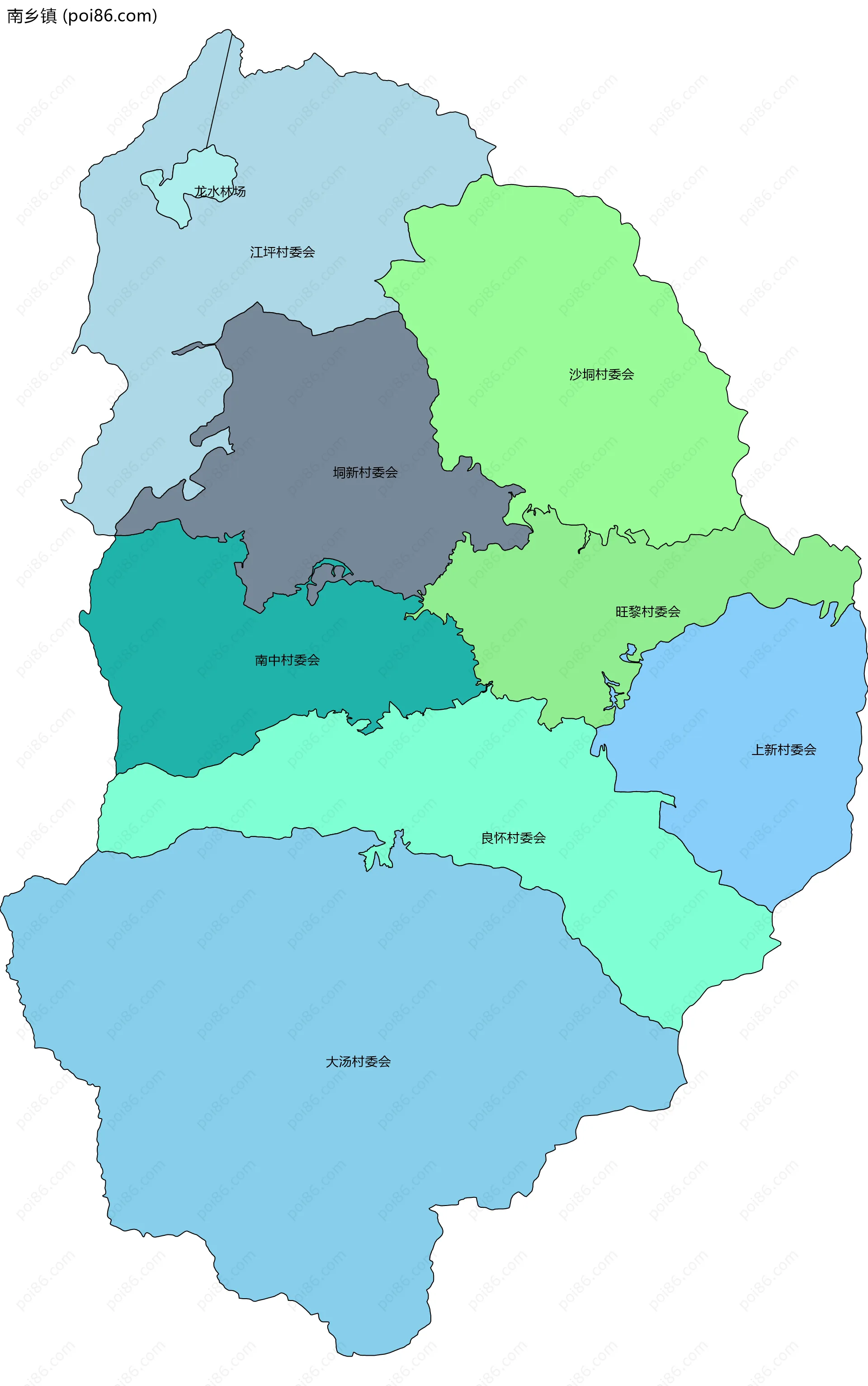 南乡镇边界地图(五级行政区划)