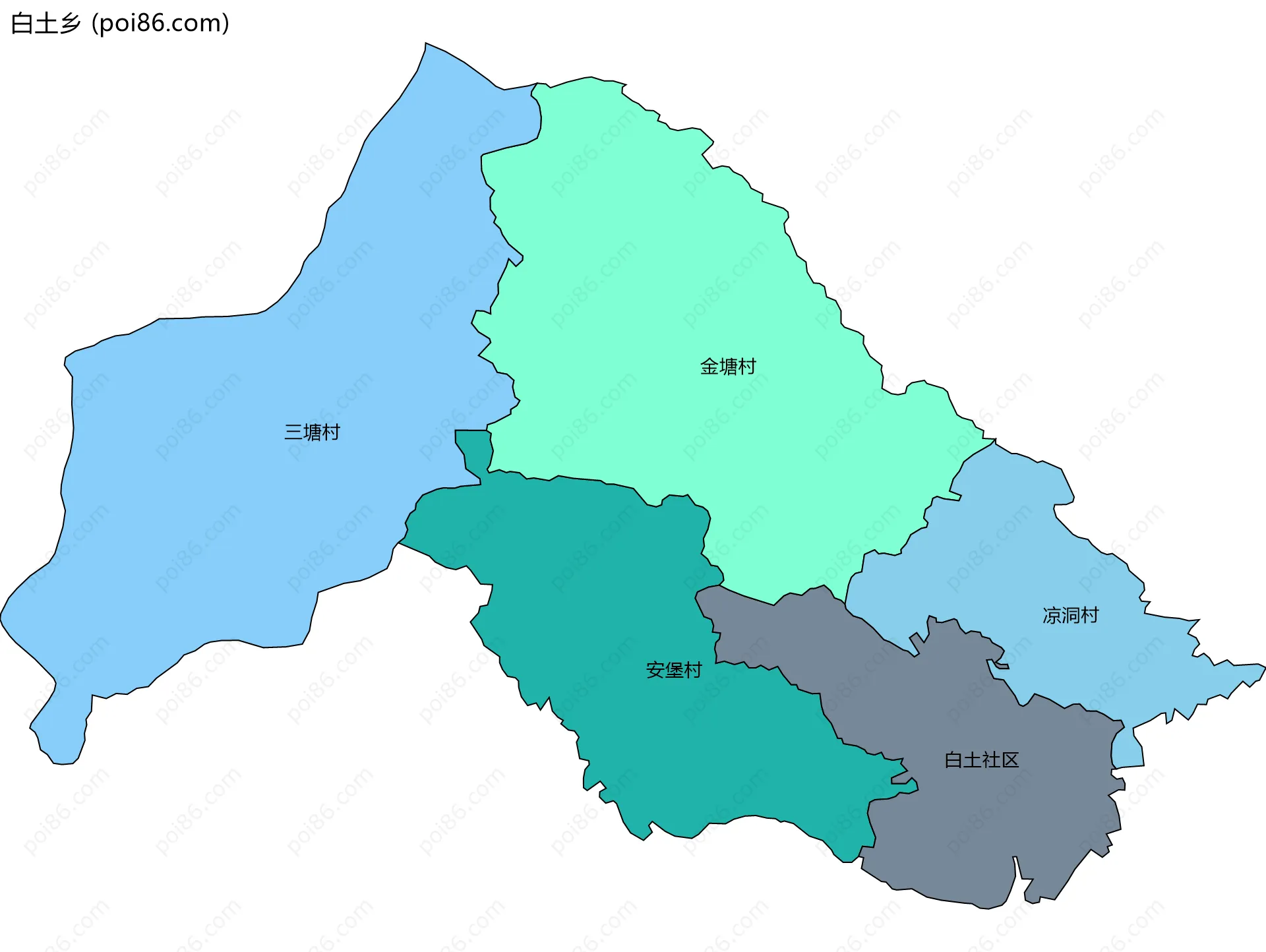 白土乡边界地图(五级行政区划)