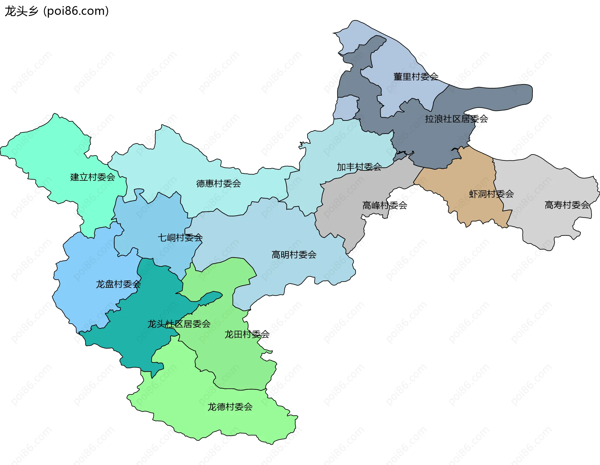 龙头乡边界地图(五级行政区划)