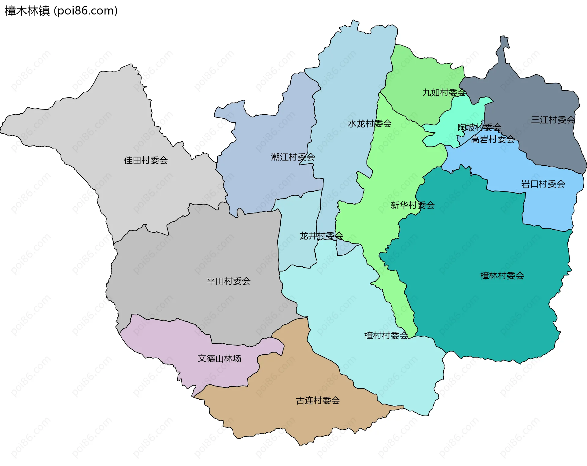 樟木林镇边界地图(五级行政区划)