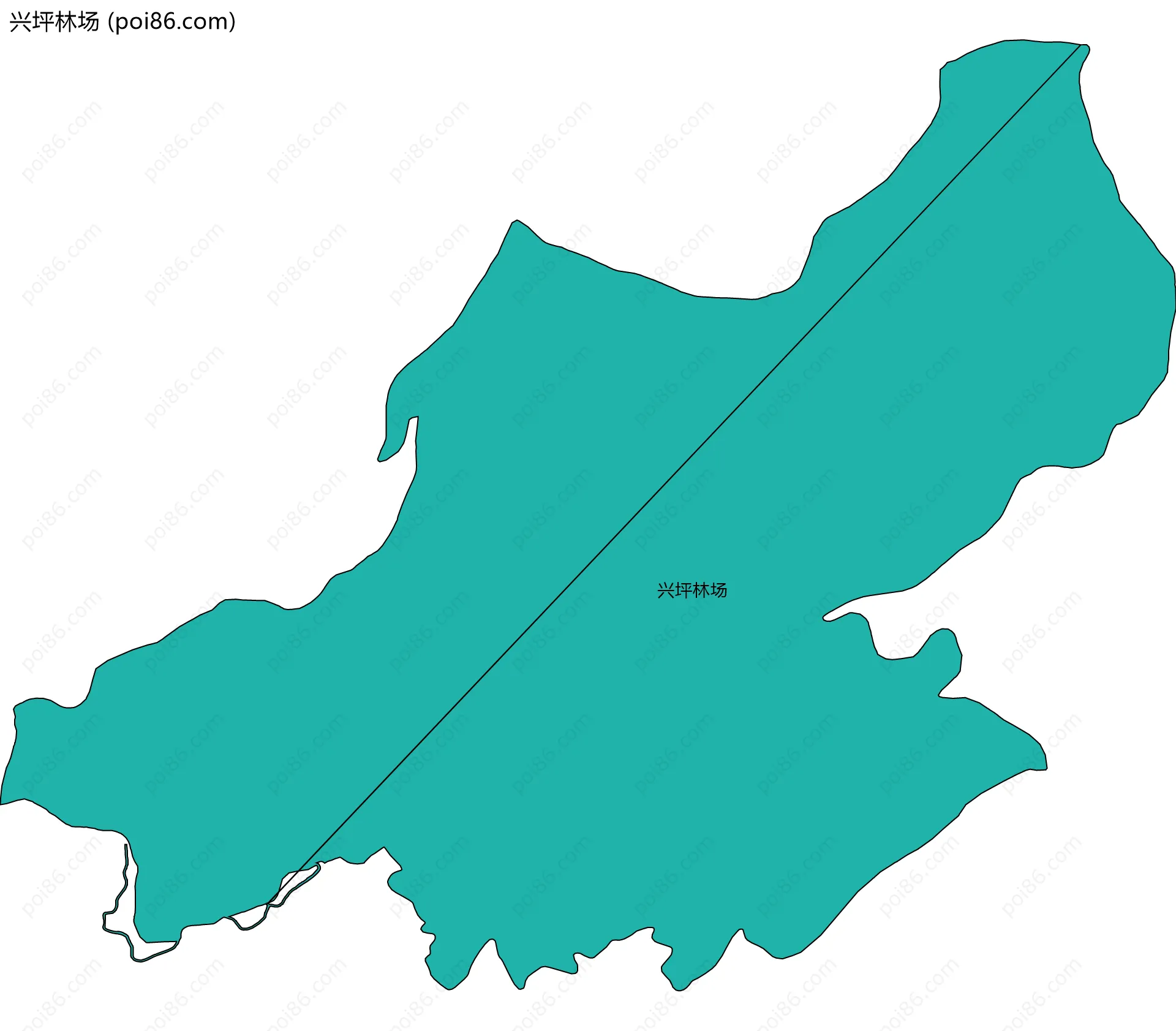 兴坪林场边界地图(五级行政区划)