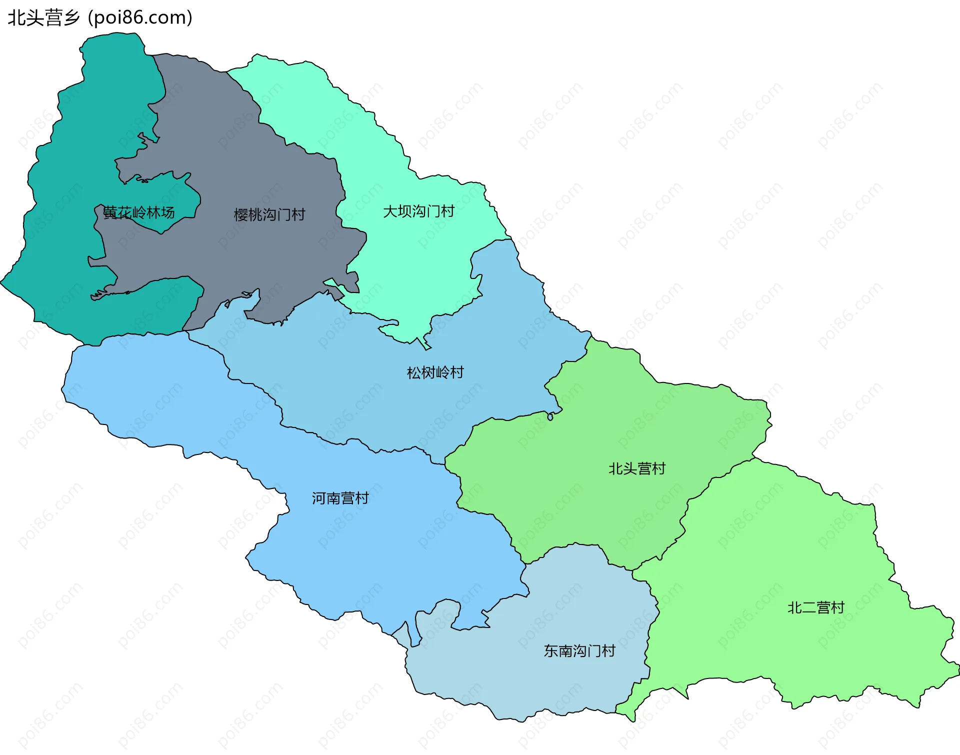 北头营乡边界地图(五级行政区划)