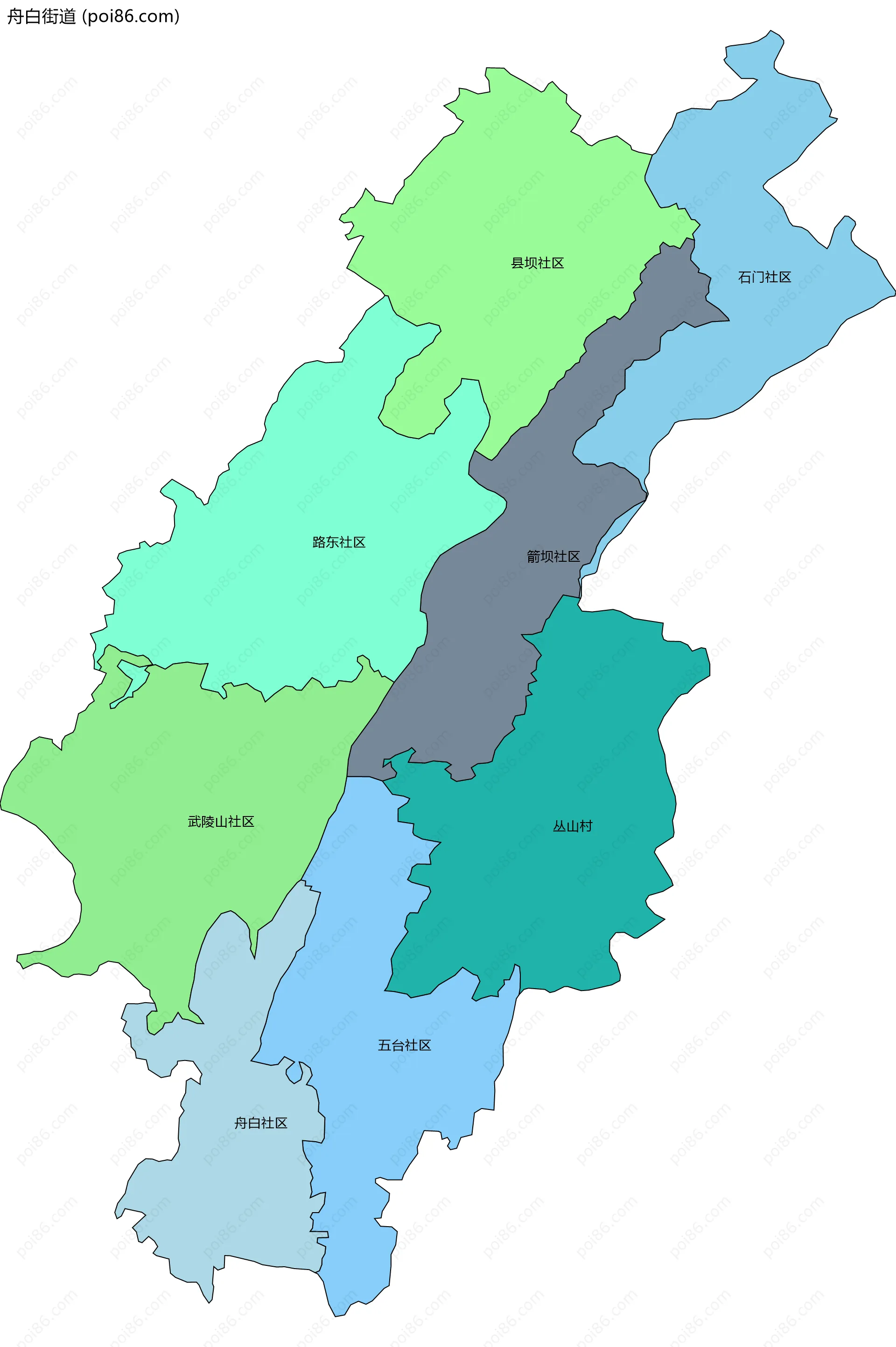 舟白街道边界地图(五级行政区划)