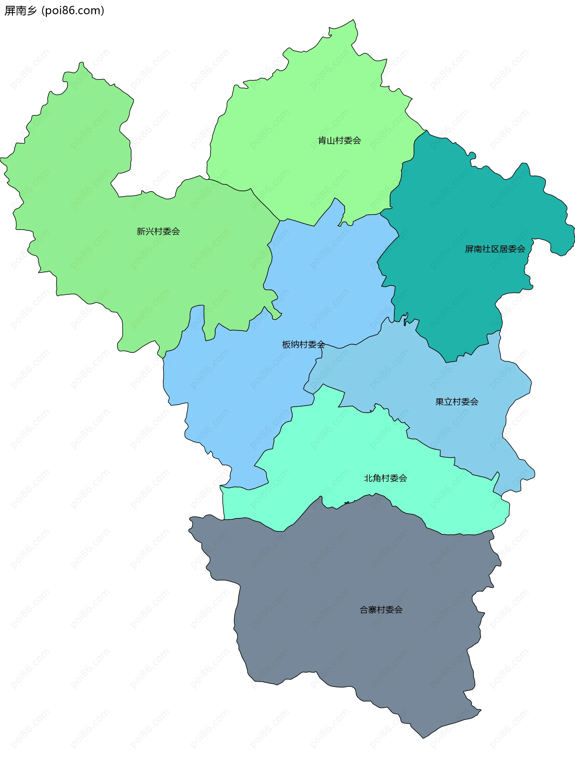 屏南乡边界地图(五级行政区划)