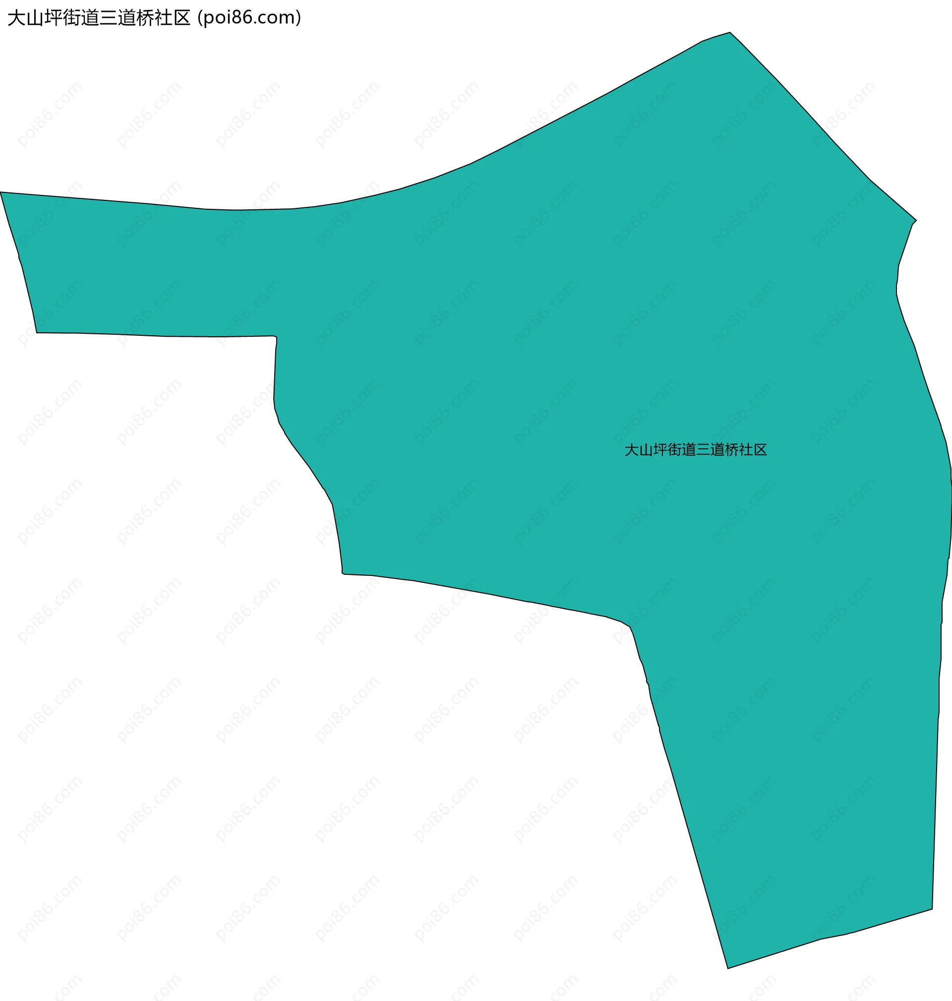 大山坪街道三道桥社区边界地图