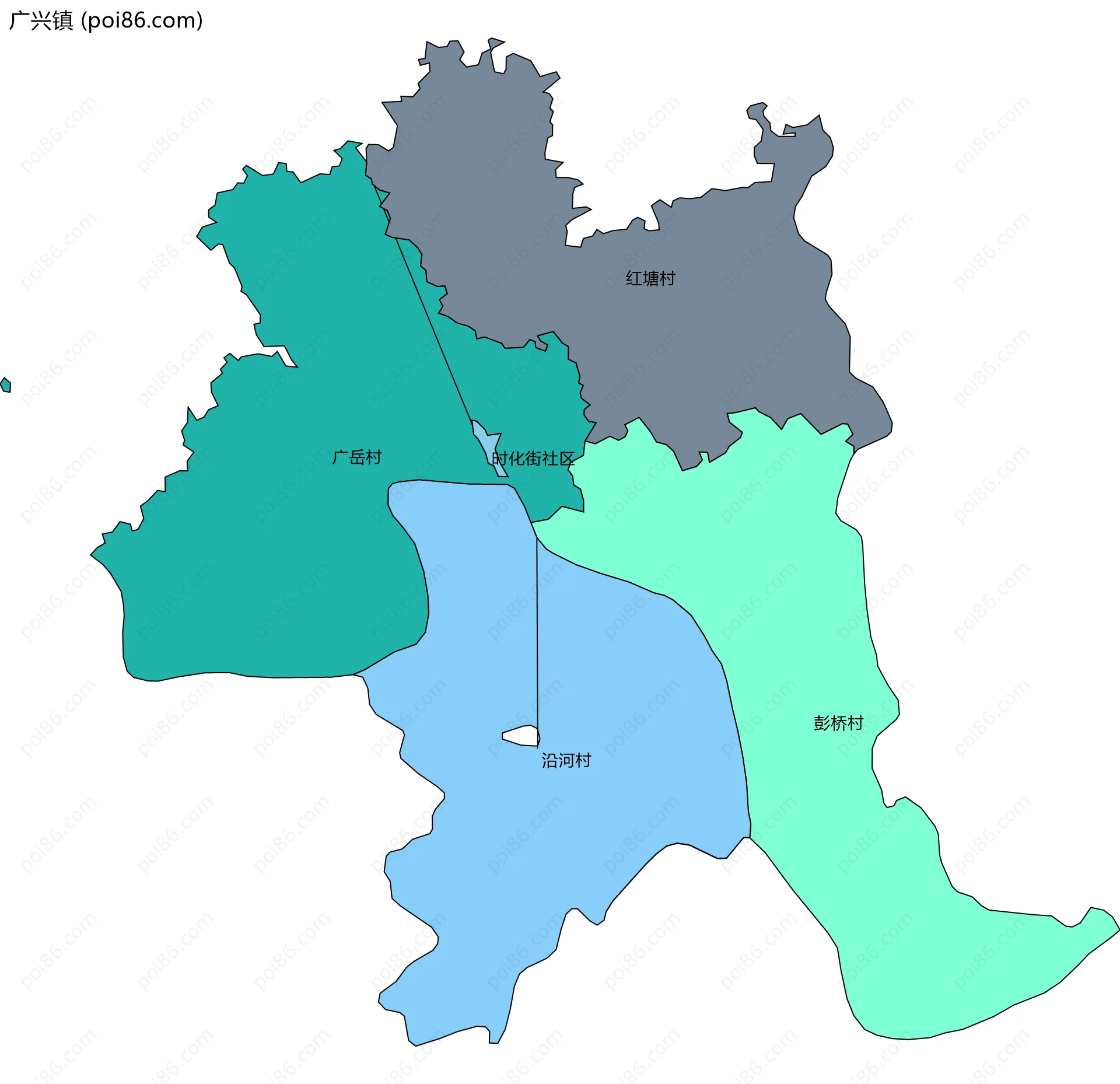 广兴镇边界地图(五级行政区划)