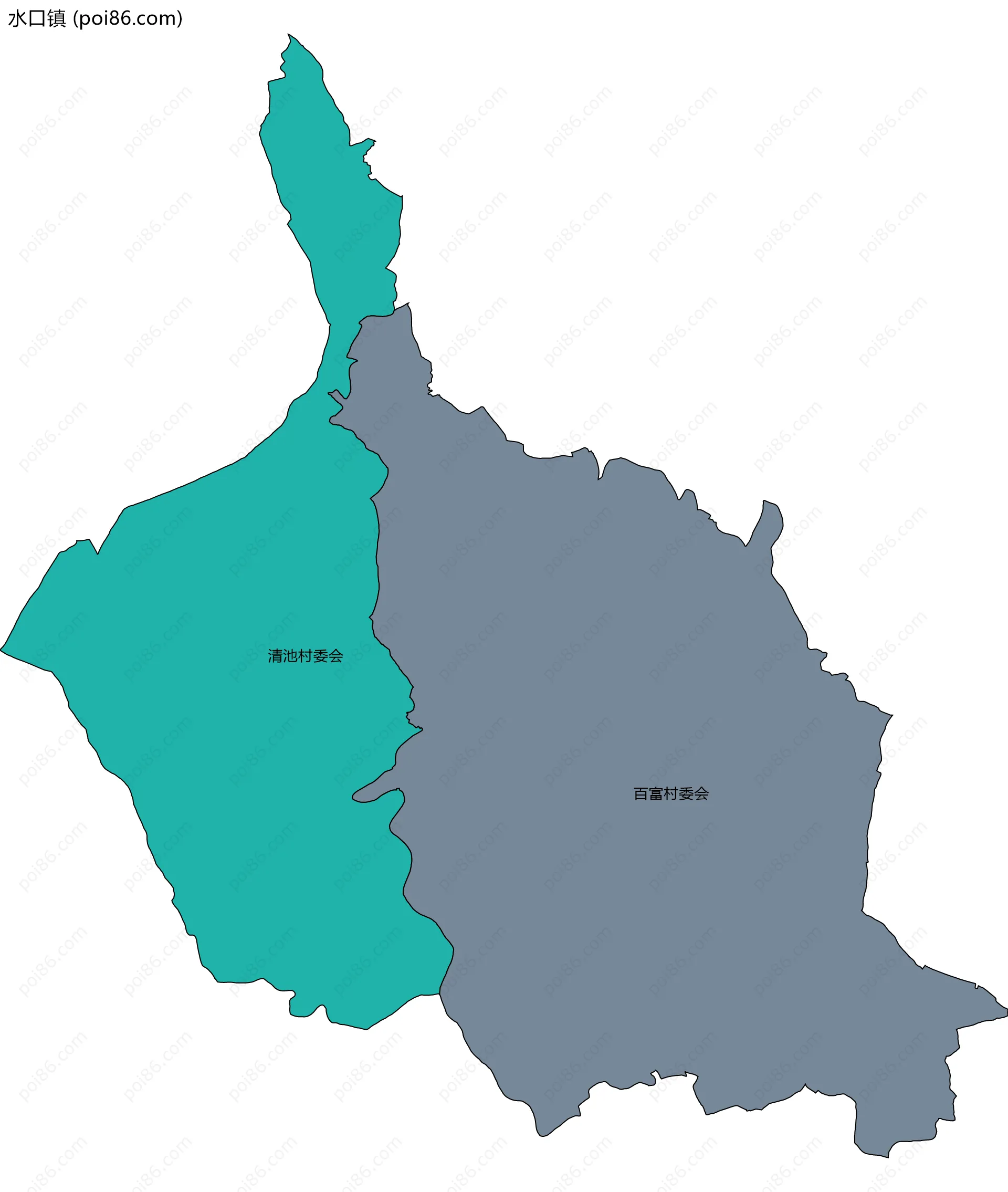 水口镇边界地图(五级行政区划)