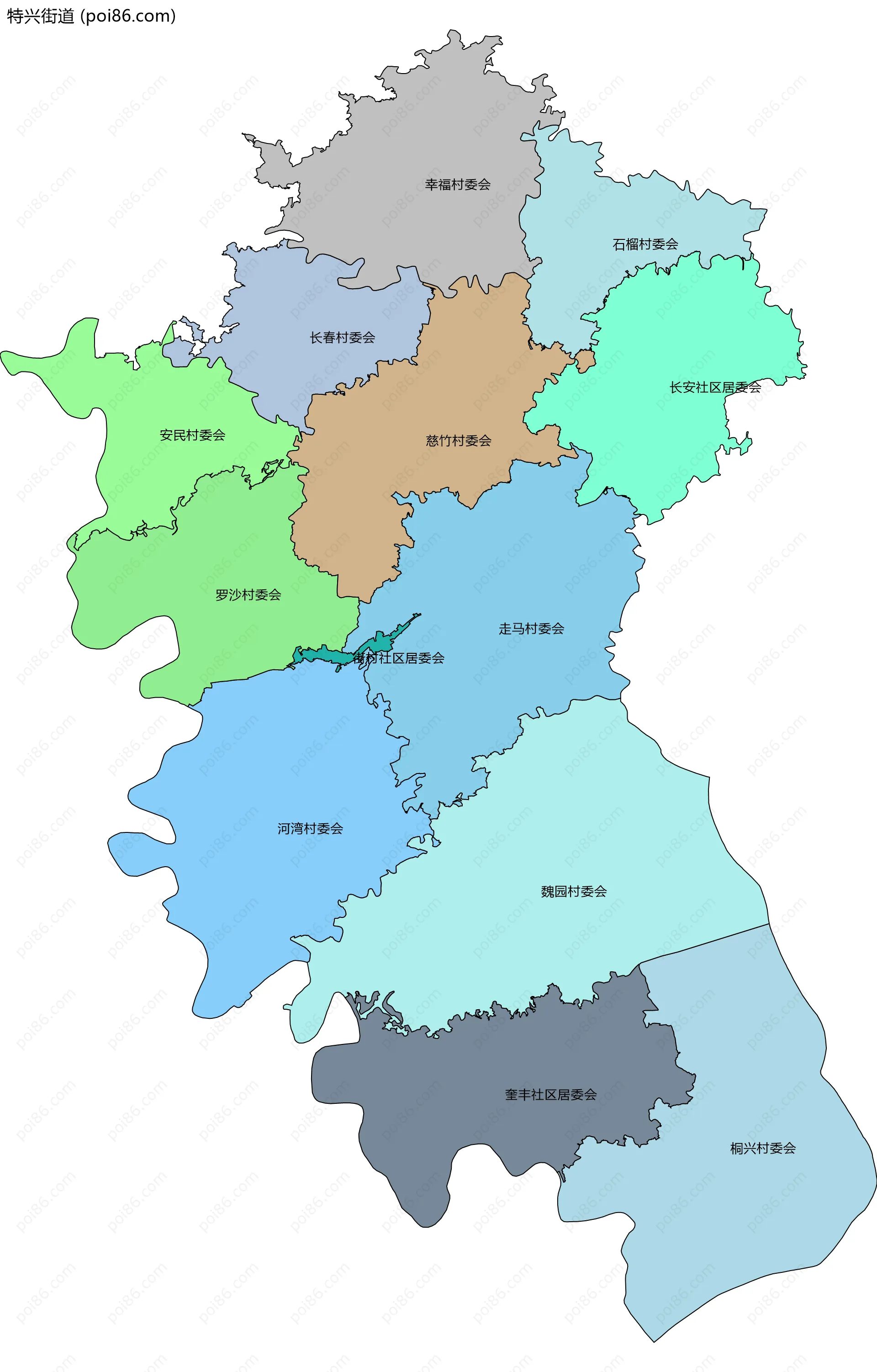 特兴街道边界地图(五级行政区划)