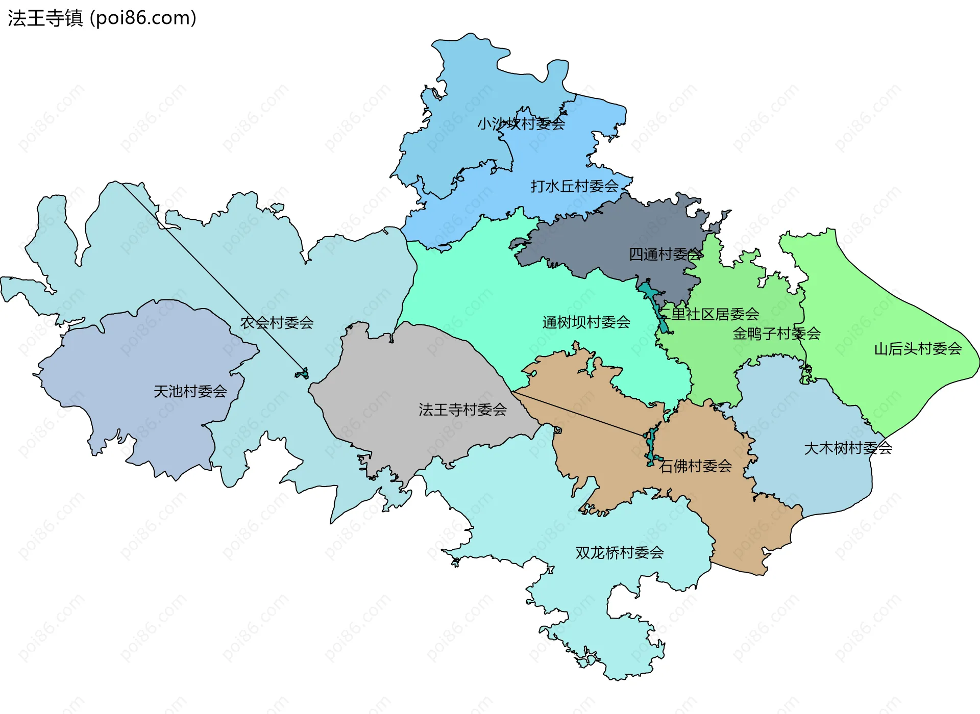 法王寺镇边界地图(五级行政区划)