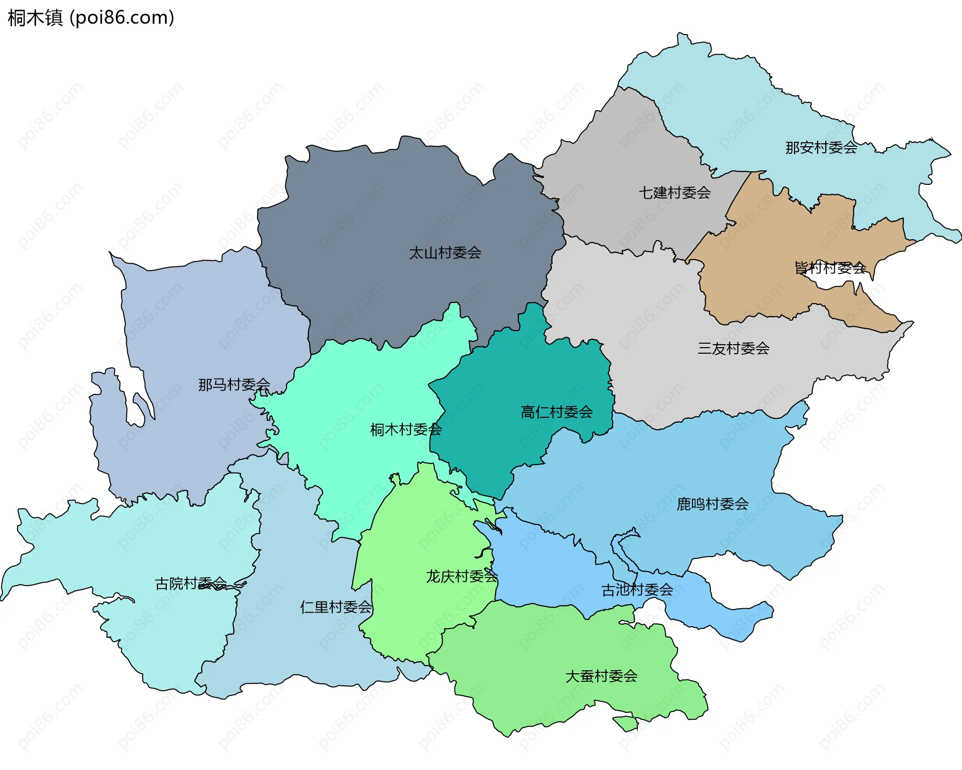 桐木镇边界地图(五级行政区划)