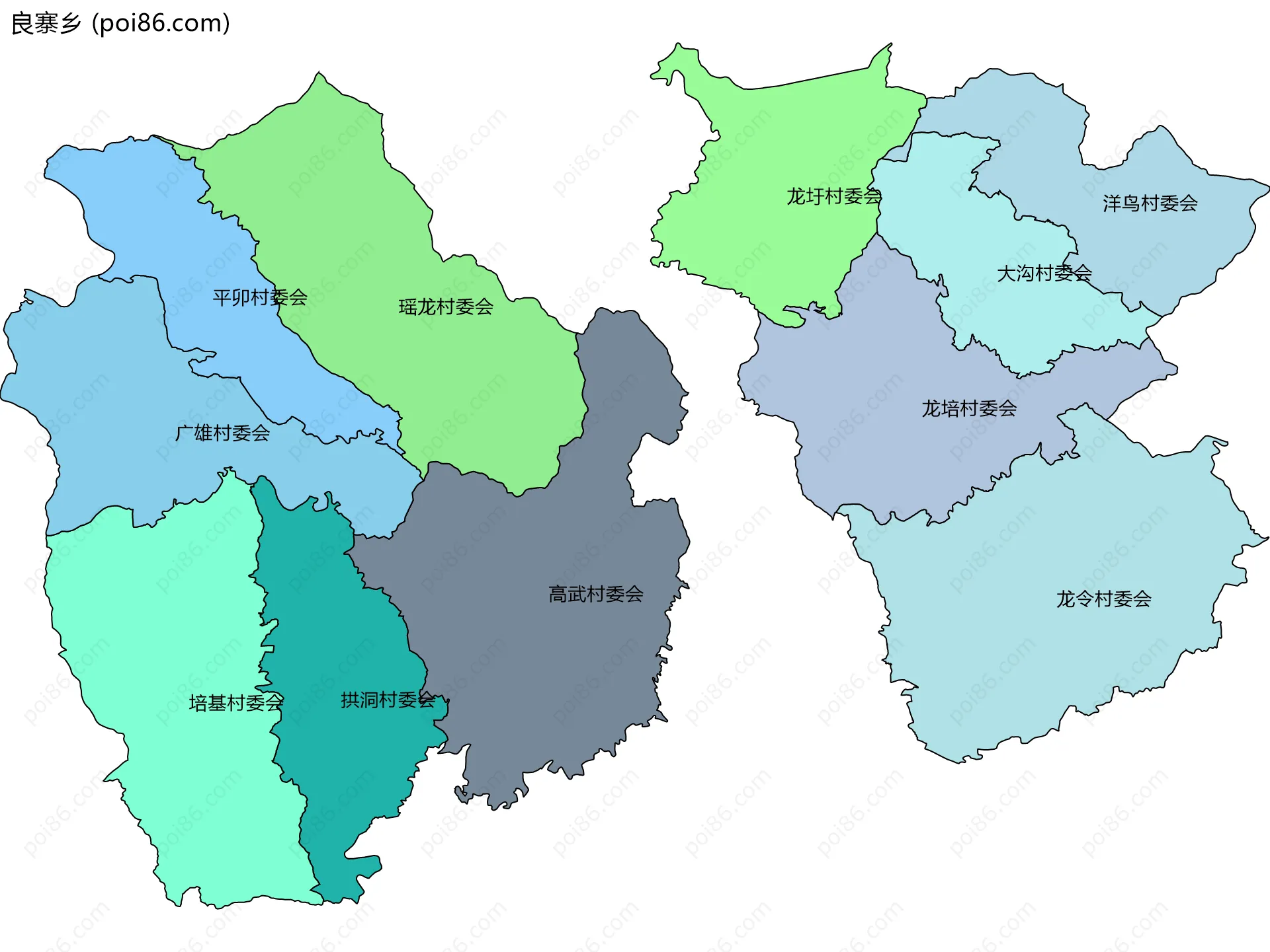 良寨乡边界地图(五级行政区划)