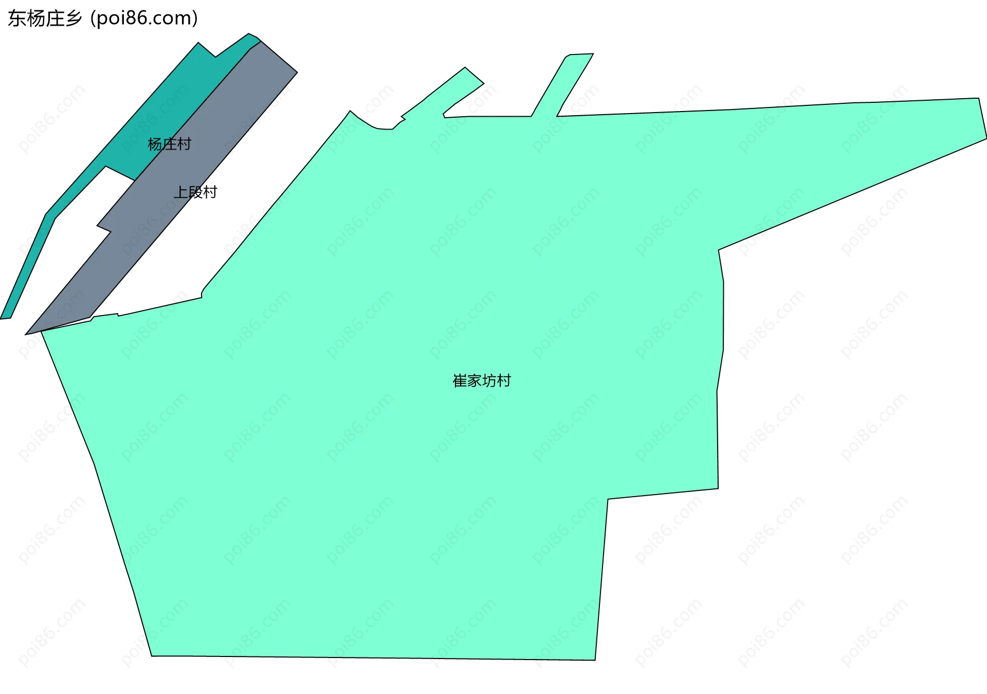 东杨庄乡边界地图(五级行政区划)