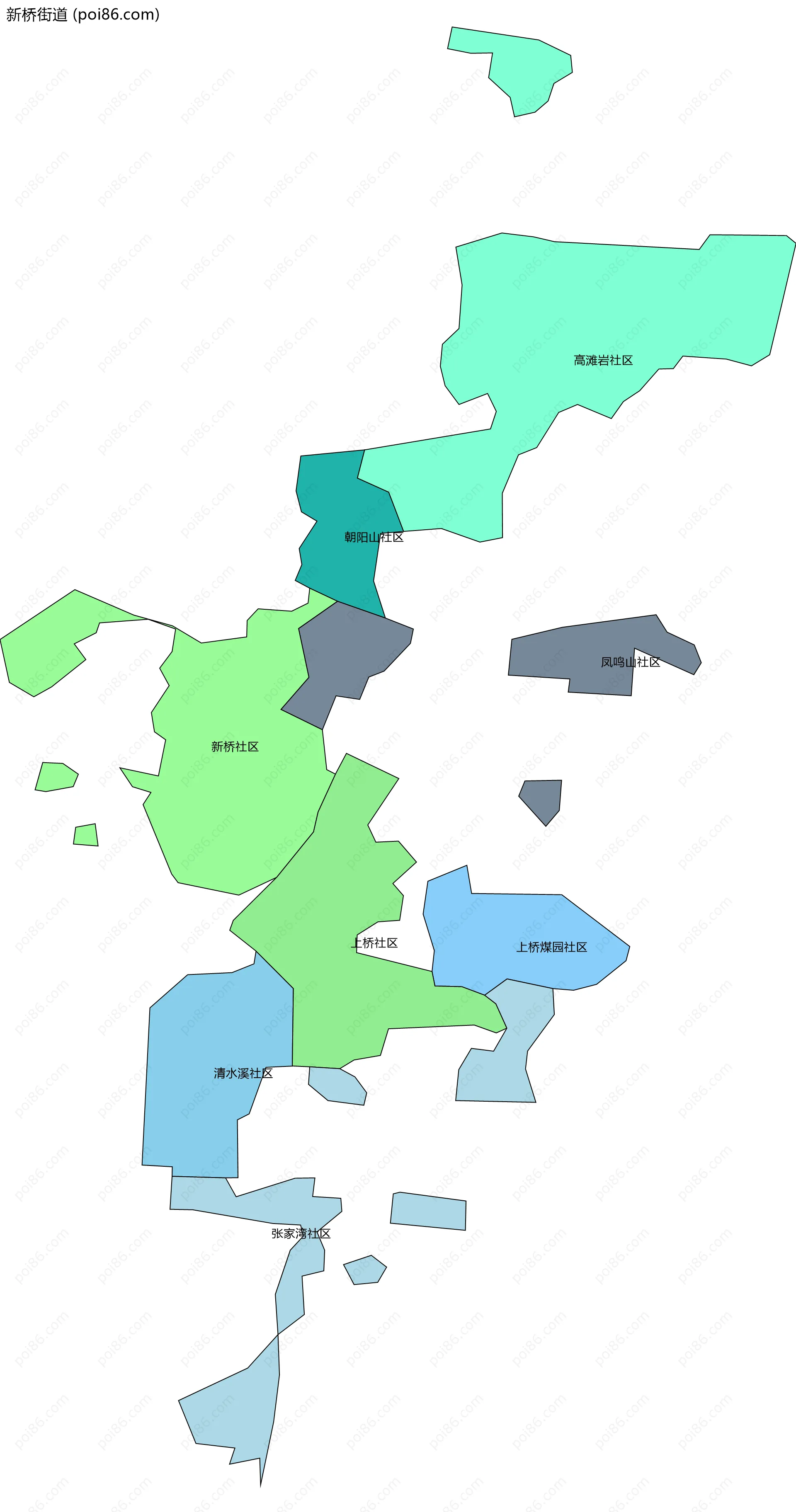 新桥街道边界地图(五级行政区划)