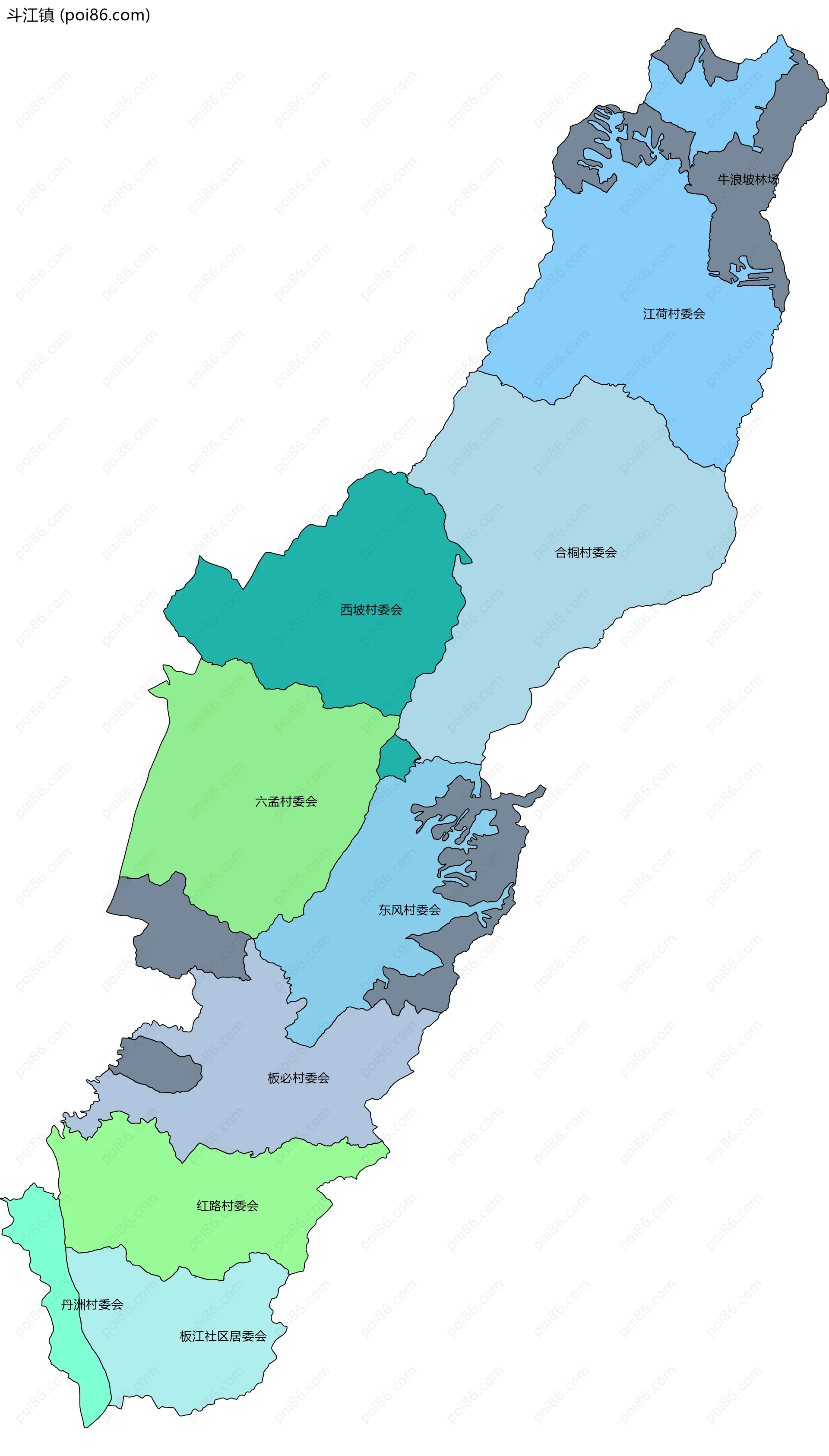 斗江镇边界地图(五级行政区划)