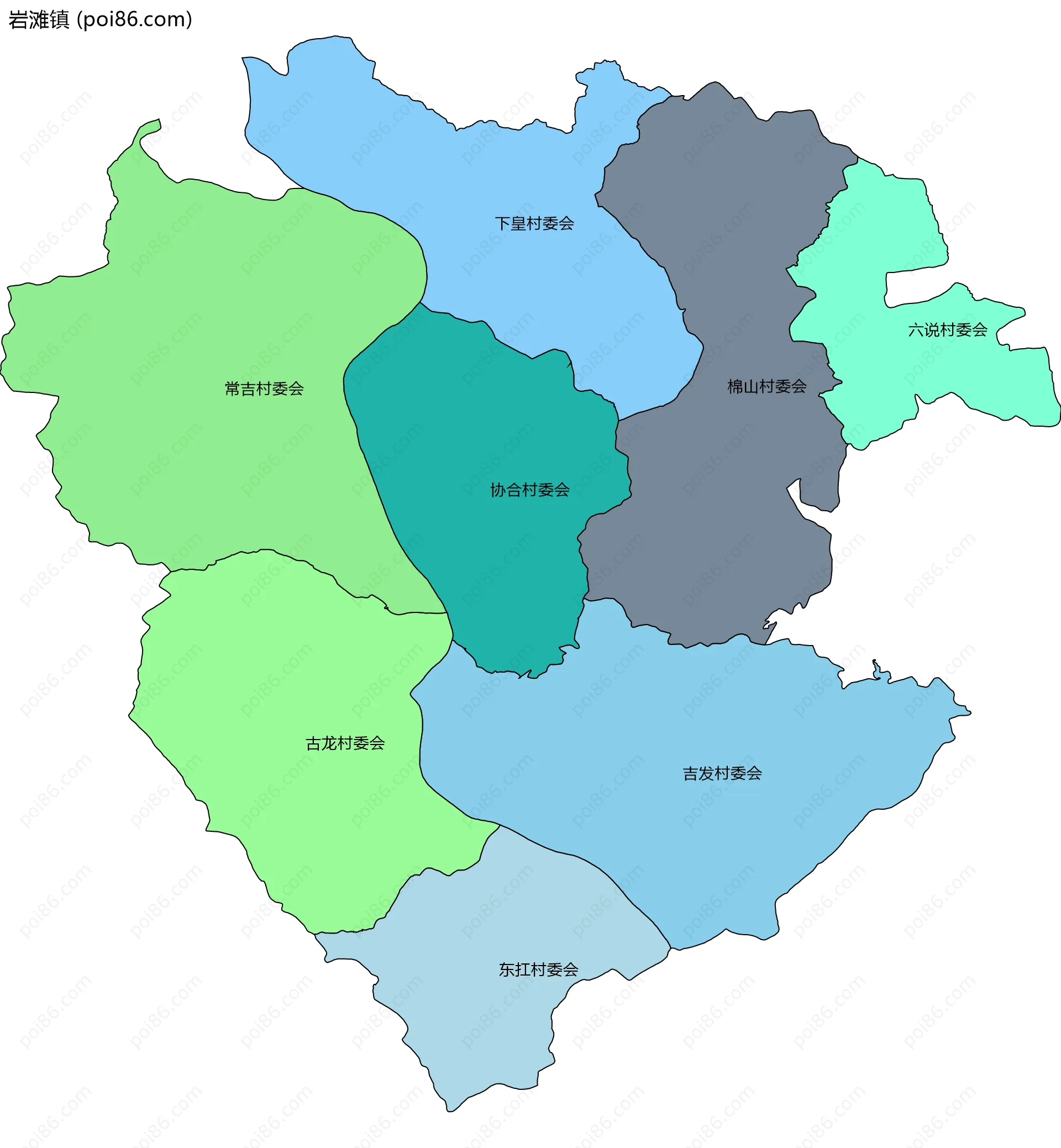 岩滩镇边界地图(五级行政区划)