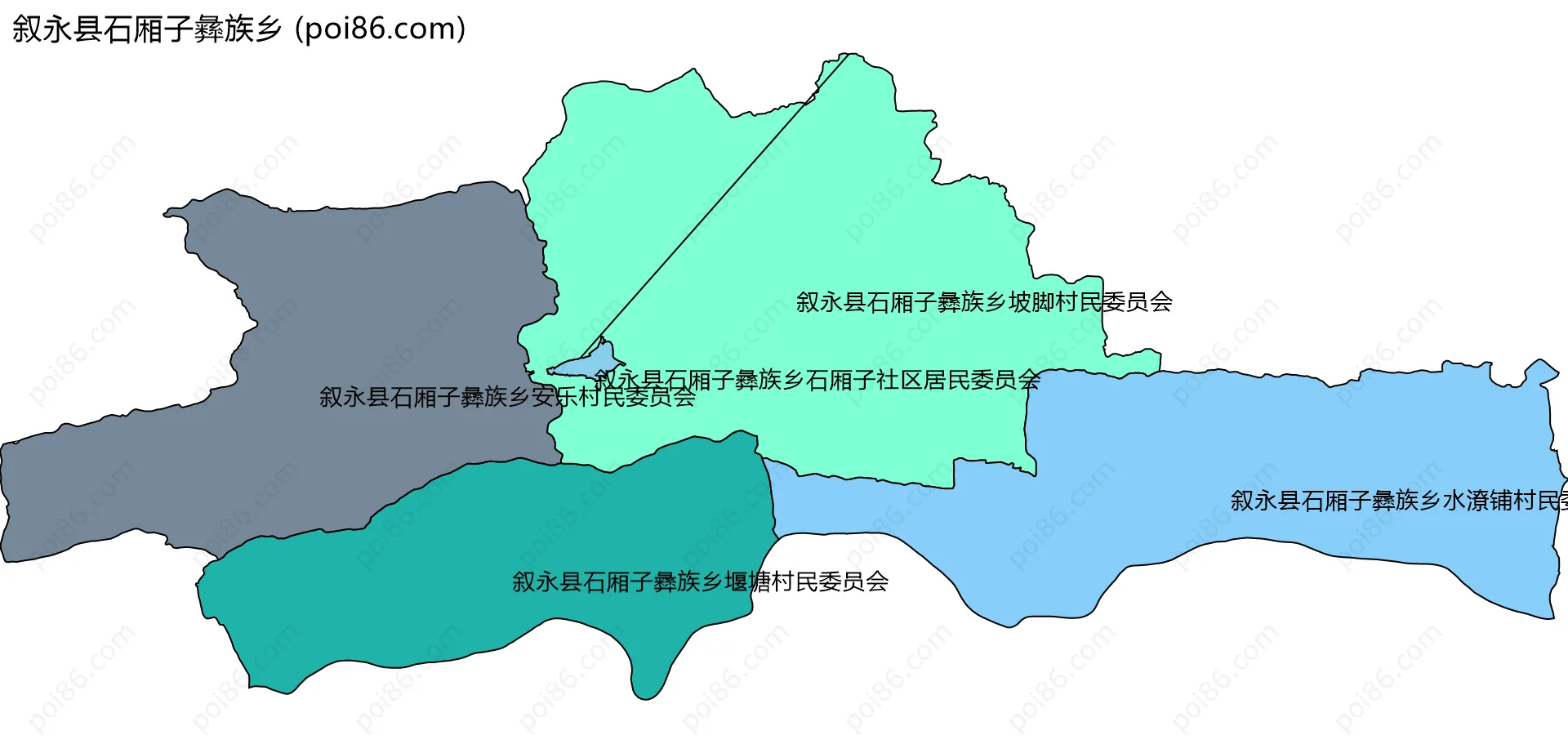叙永县石厢子彝族乡边界地图(五级行政区划)