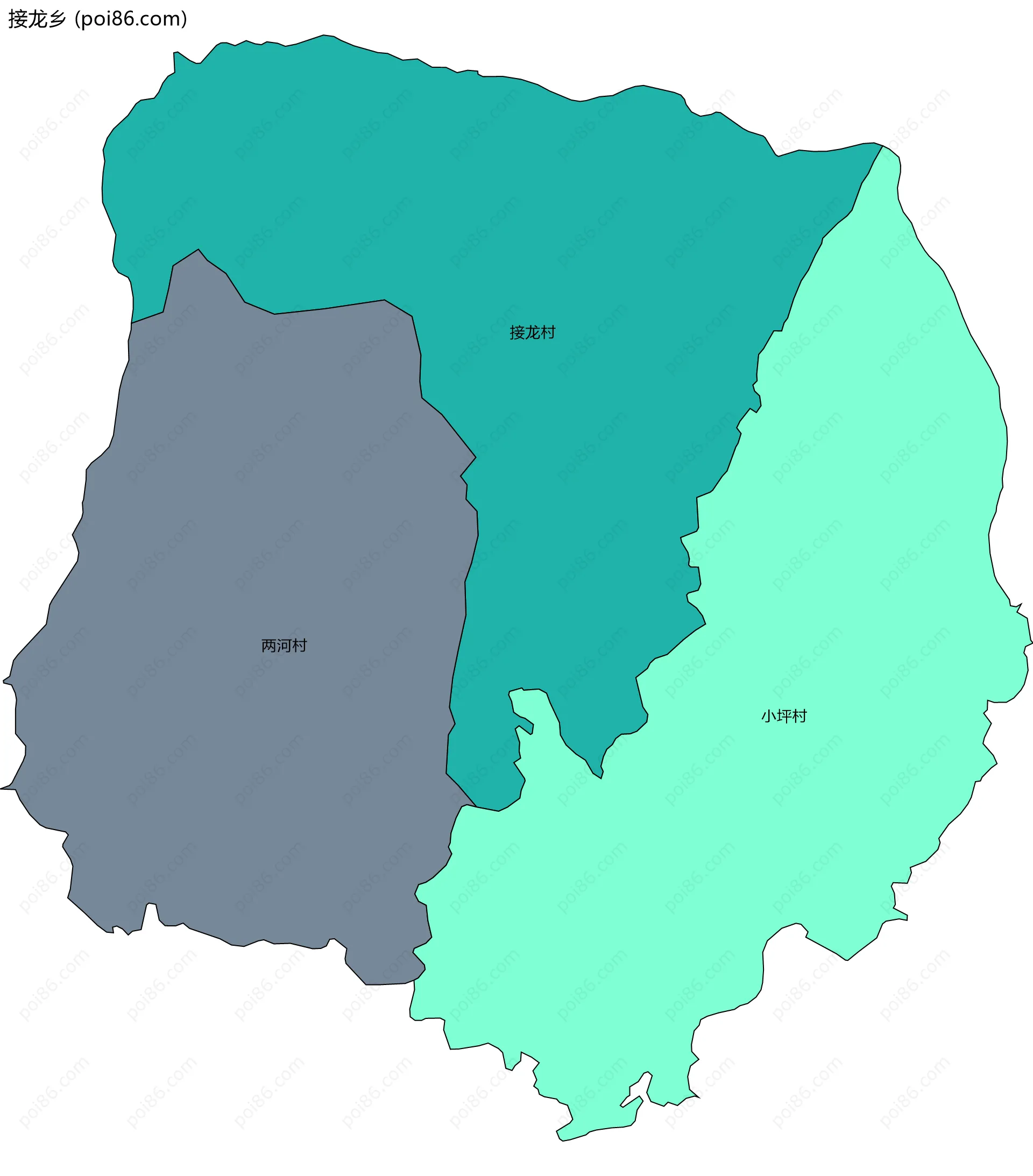 接龙乡边界地图(五级行政区划)