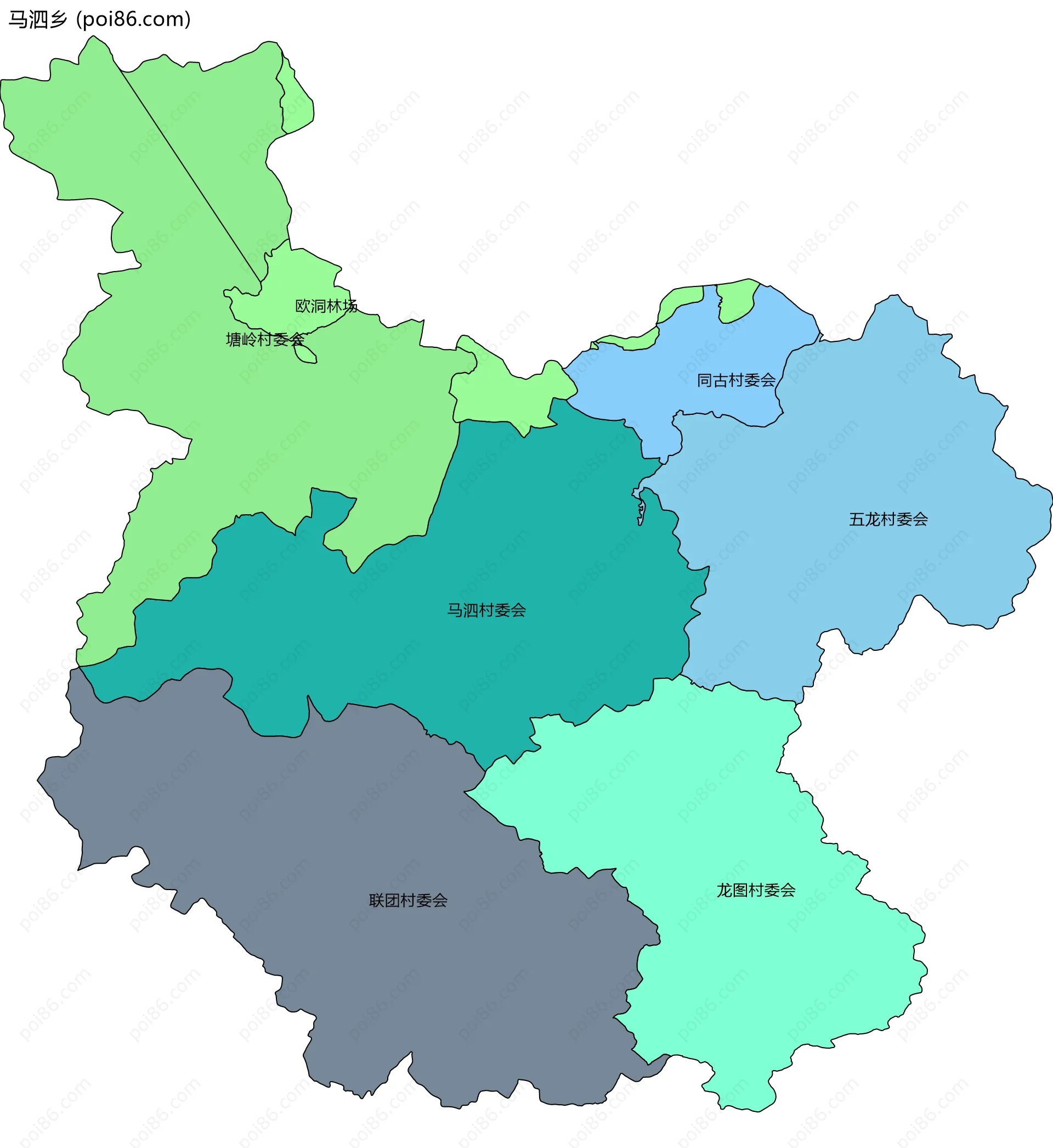马泗乡边界地图(五级行政区划)