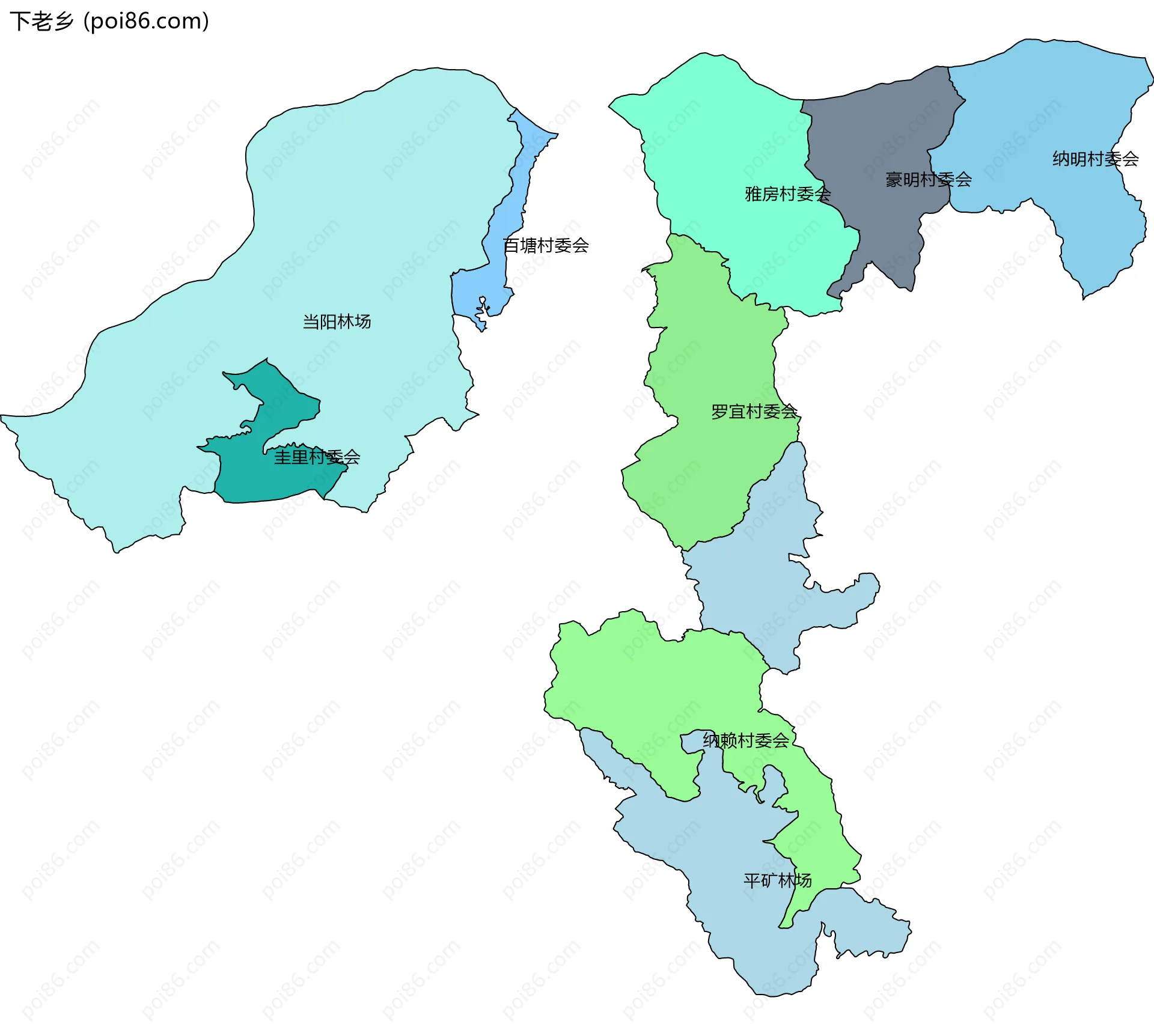 下老乡边界地图(五级行政区划)