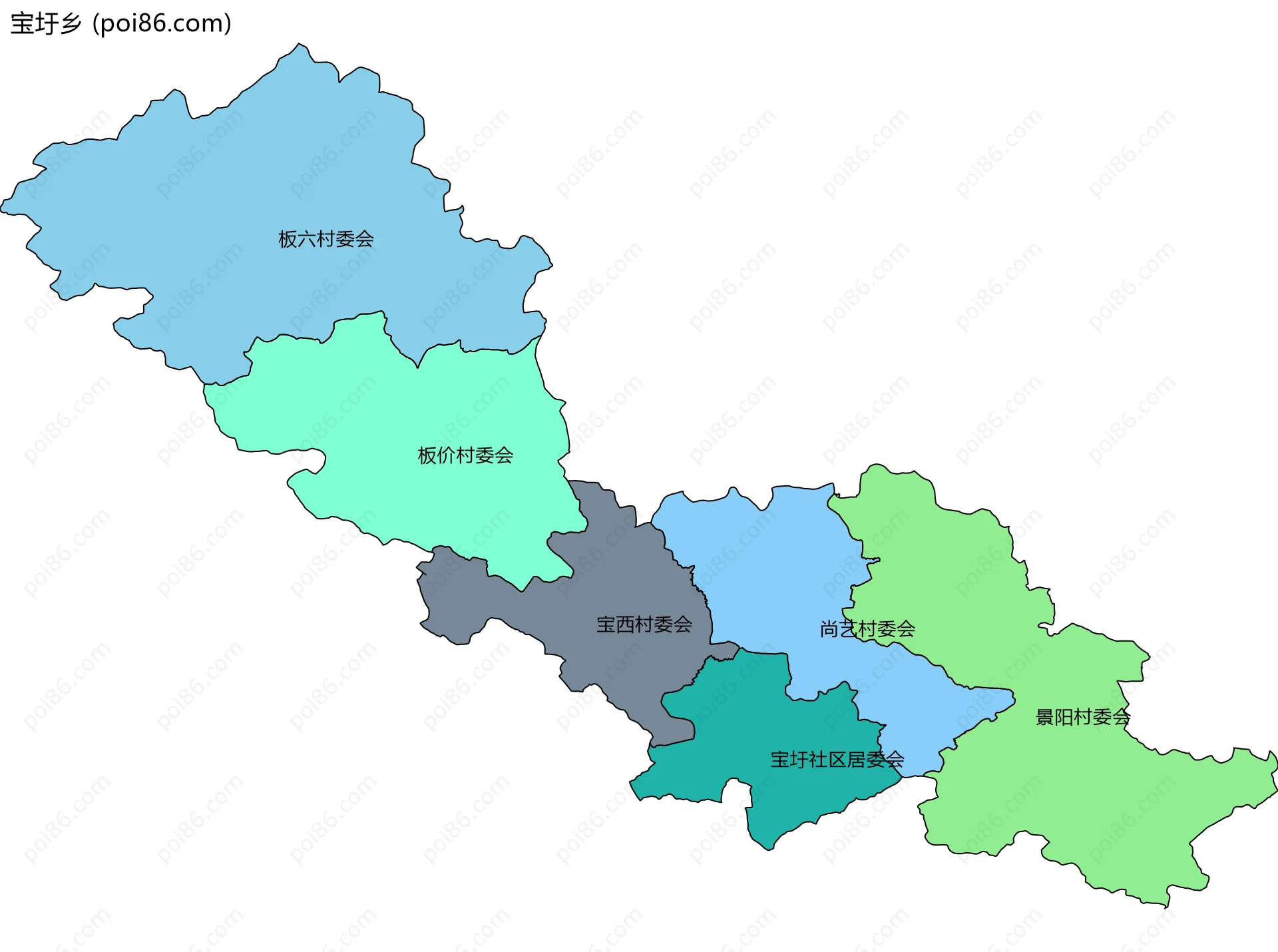 宝圩乡边界地图(五级行政区划)