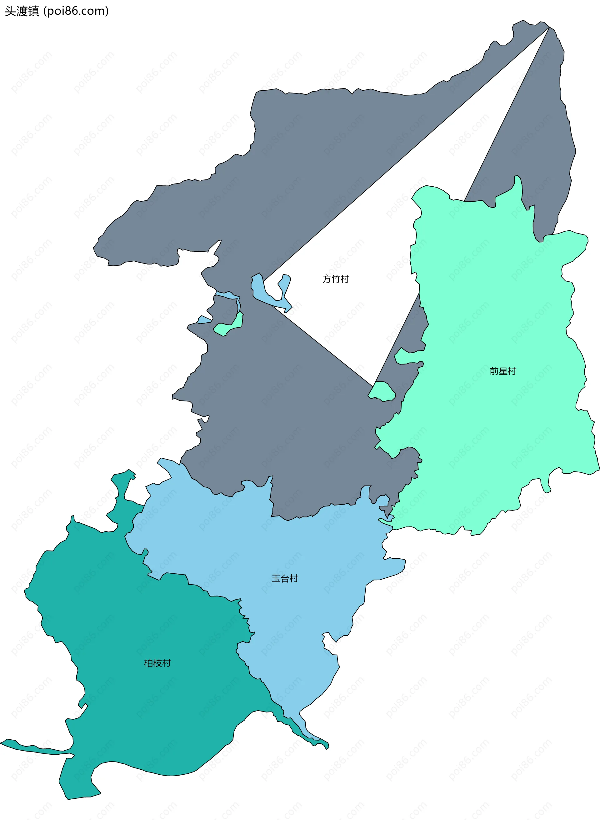 头渡镇边界地图(五级行政区划)