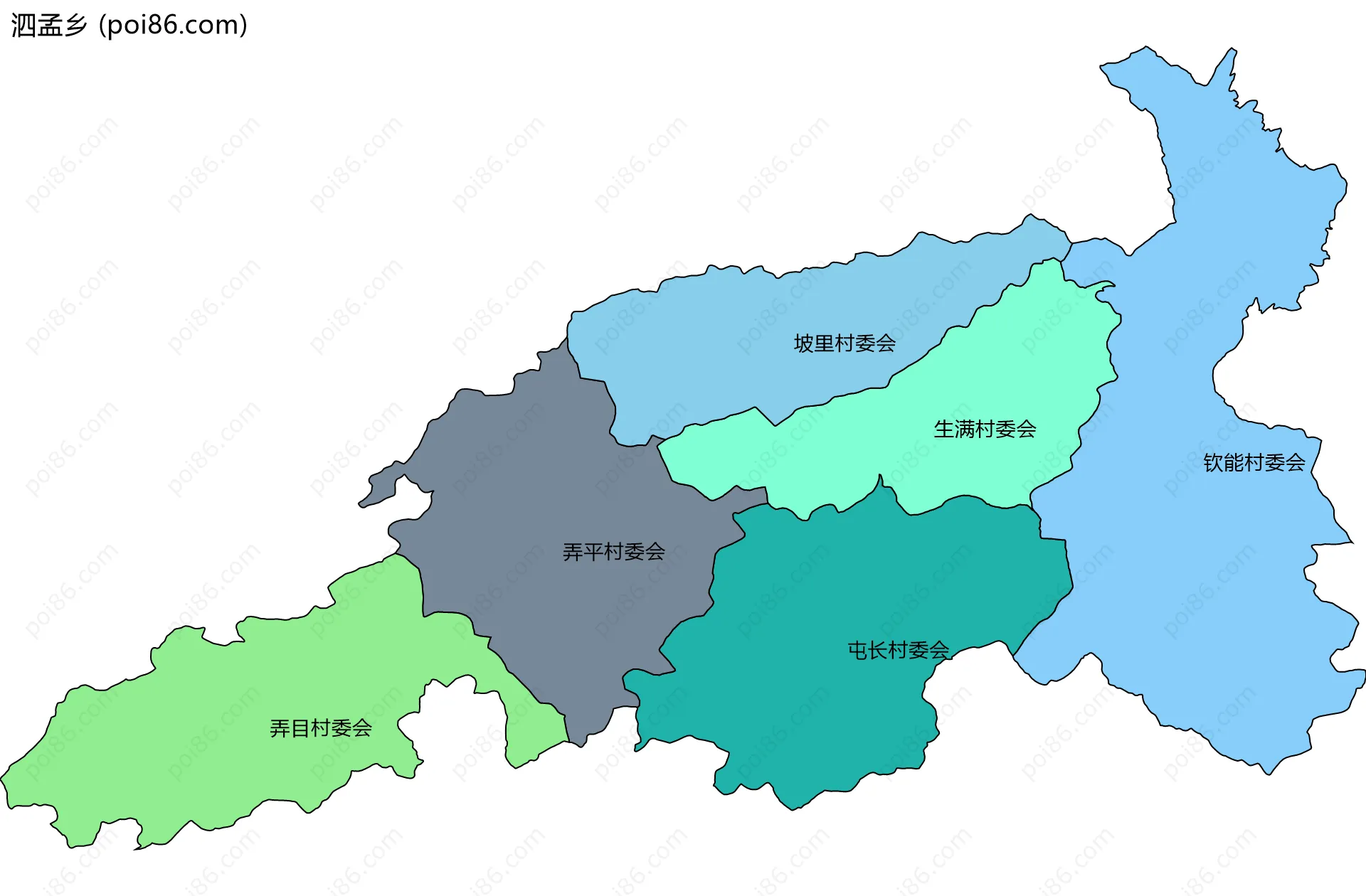 泗孟乡边界地图(五级行政区划)