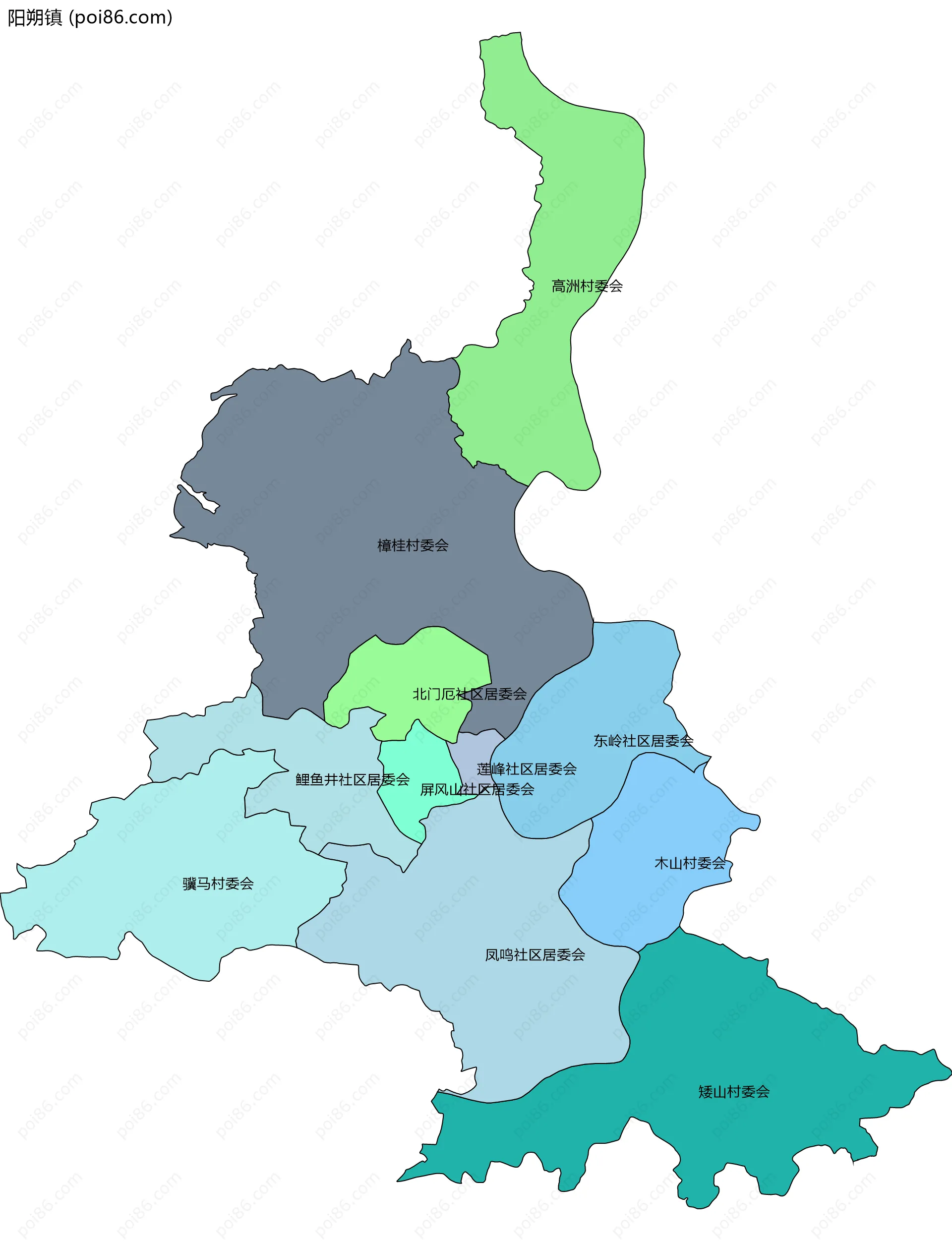 阳朔镇边界地图(五级行政区划)