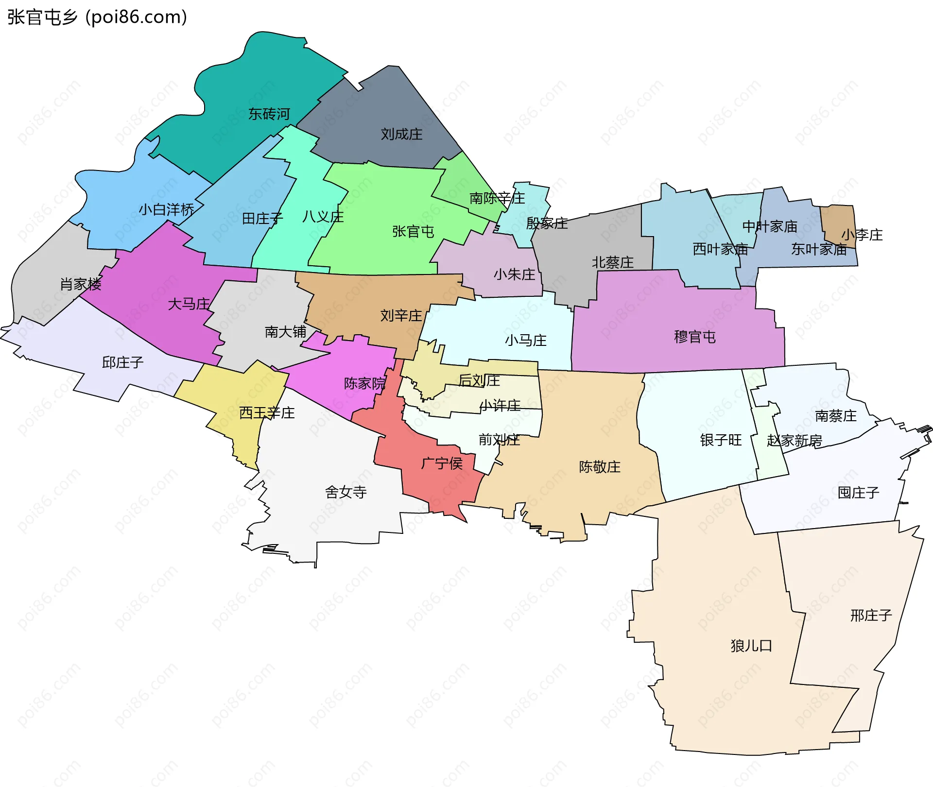 张官屯乡边界地图(五级行政区划)