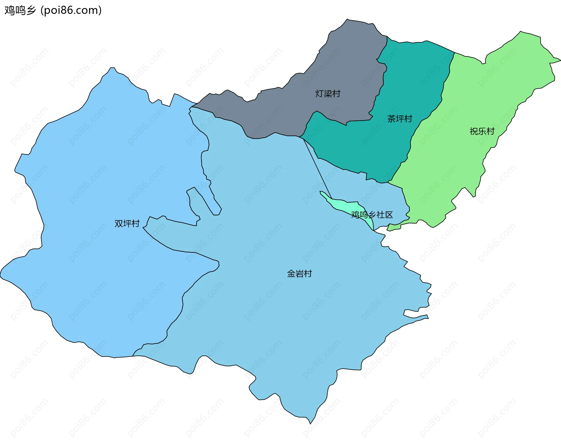 鸡鸣乡边界地图(五级行政区划)