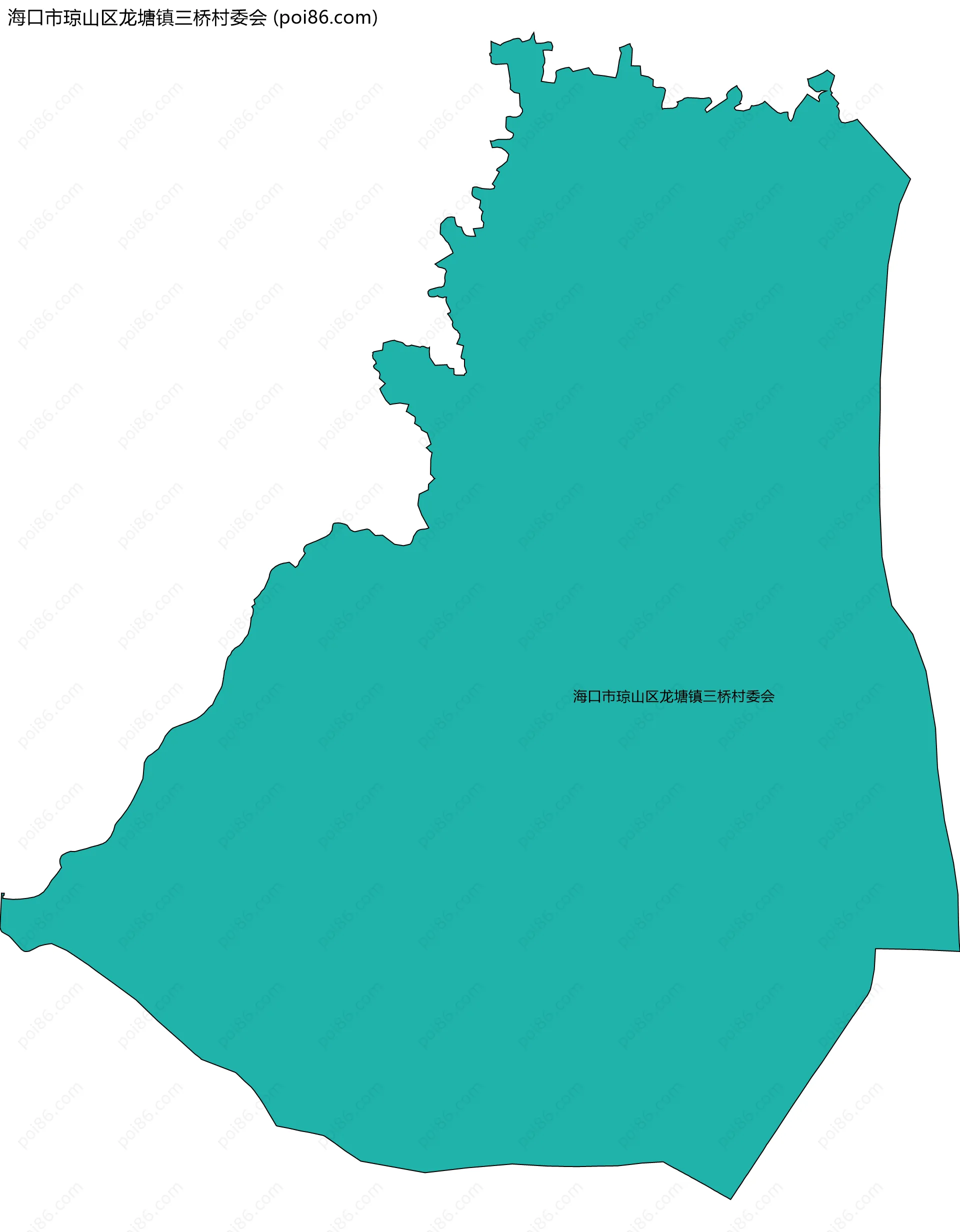 海口市琼山区龙塘镇三桥村委会边界地图