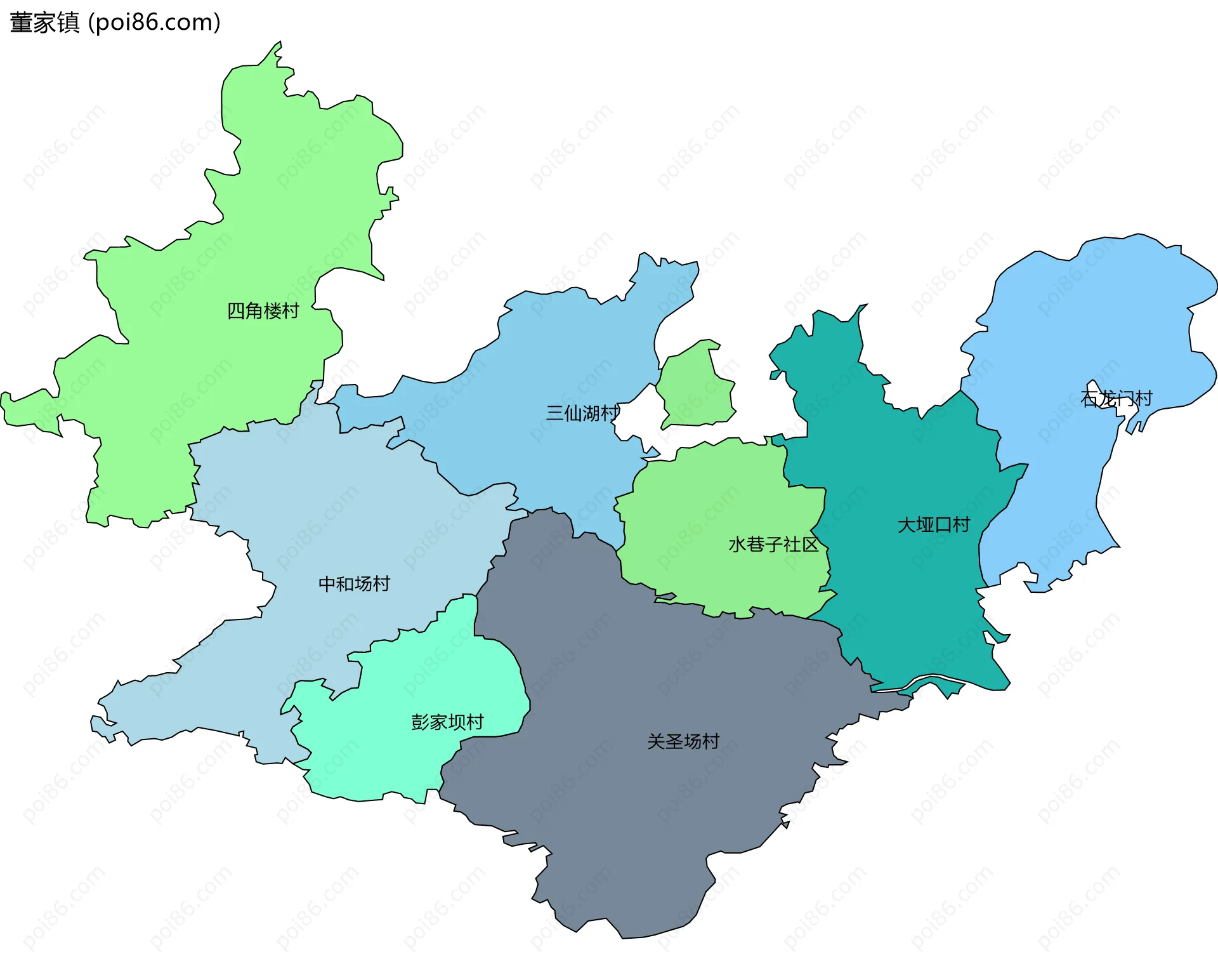 董家镇边界地图(五级行政区划)