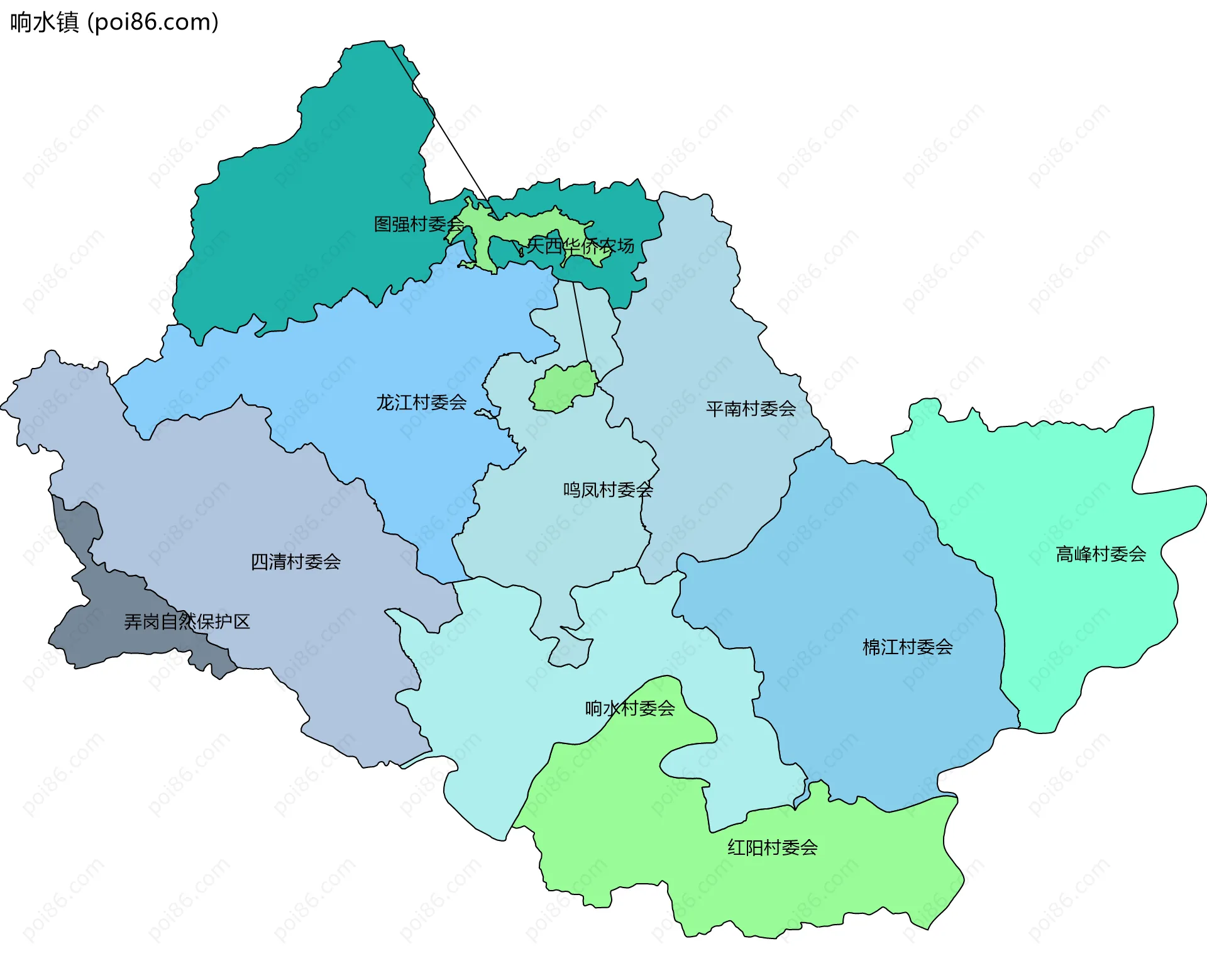 响水镇边界地图(五级行政区划)